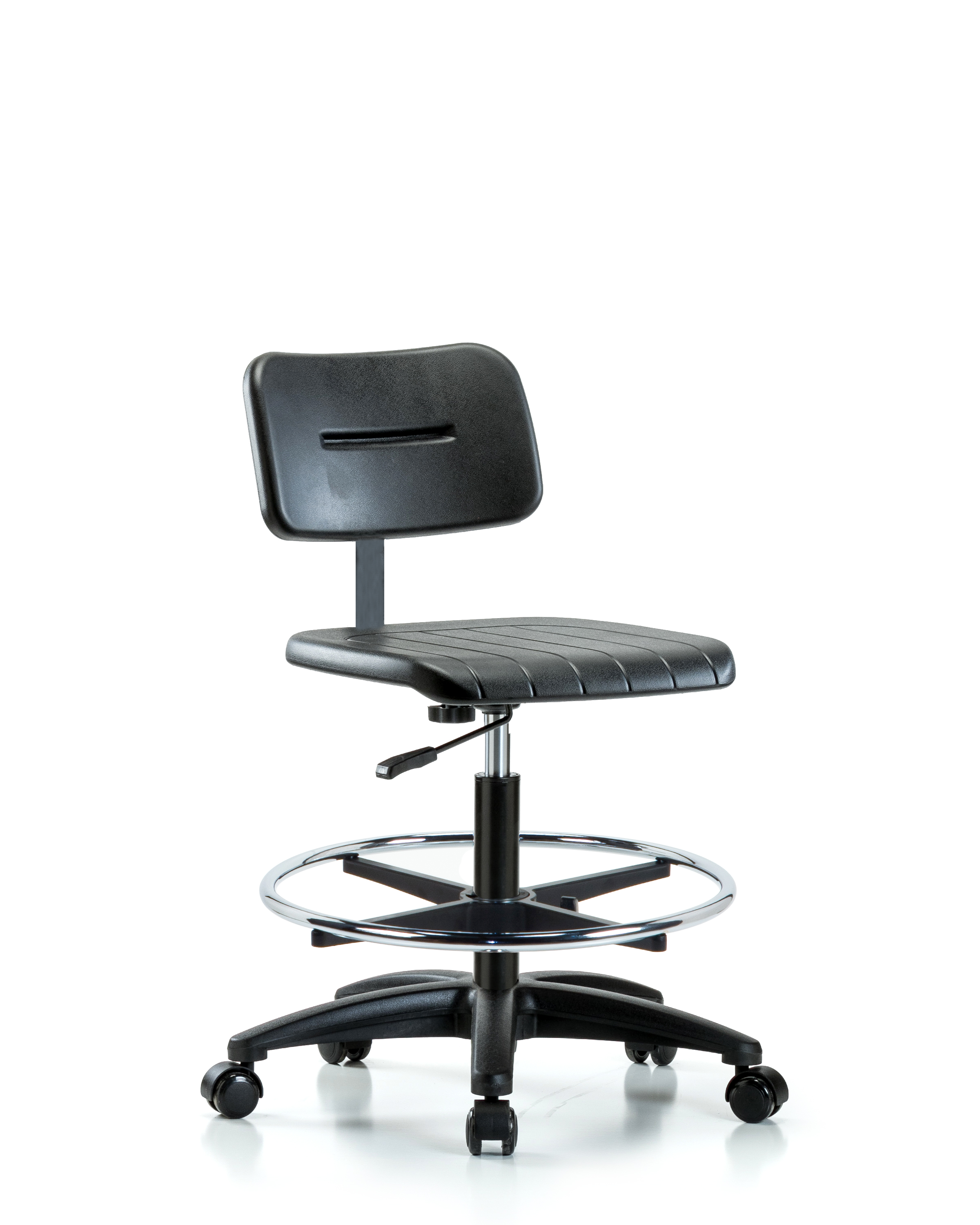 Core Polyurethane Chair - Medium Bench Height with Chrome Foot Ring & Casters