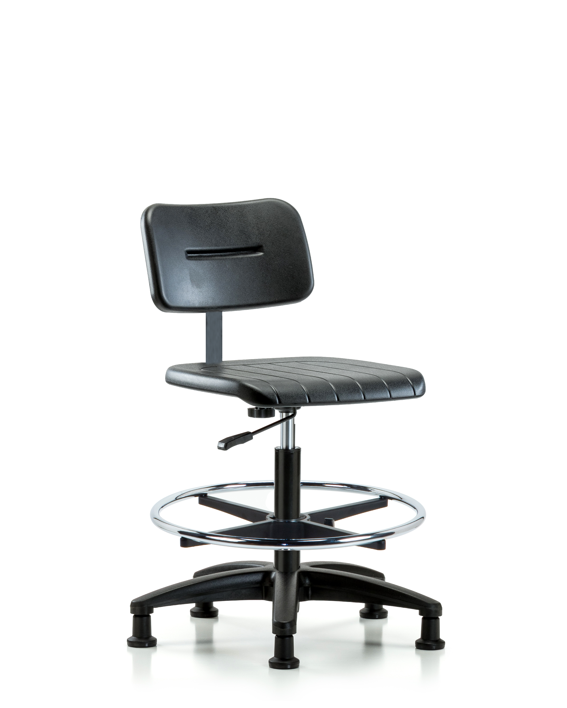 Core Polyurethane Chair - Medium Bench Height with Chrome Foot Ring & Stationary Glides