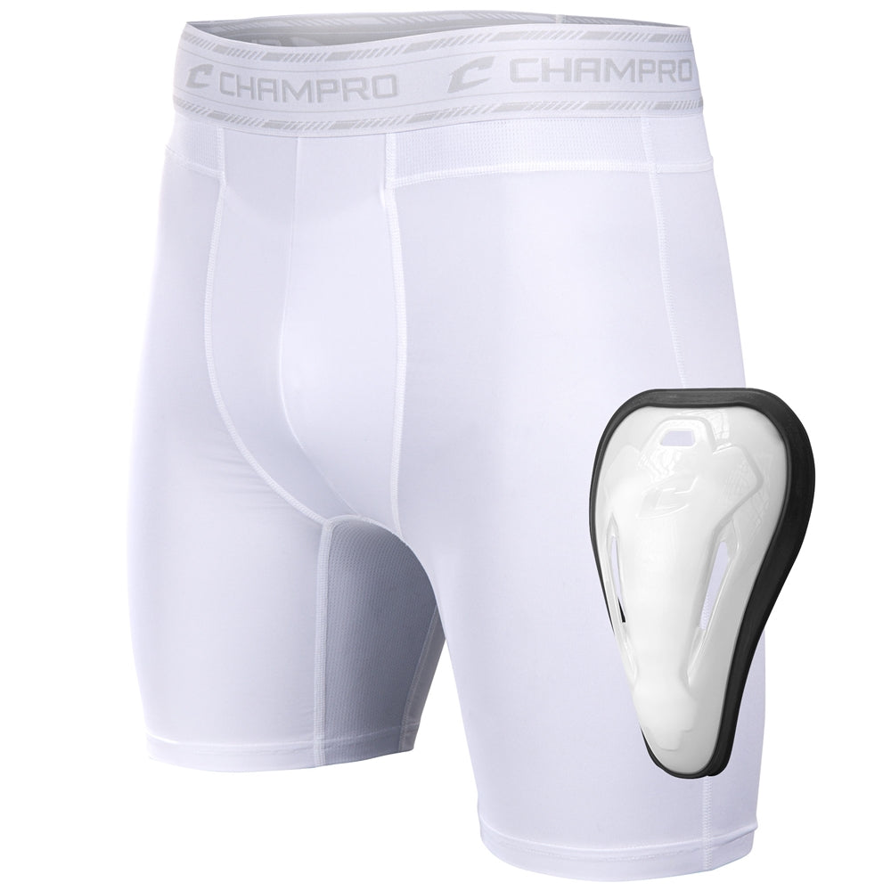 Take-Out Compression Short w/ Cup - White - Youth - Medium