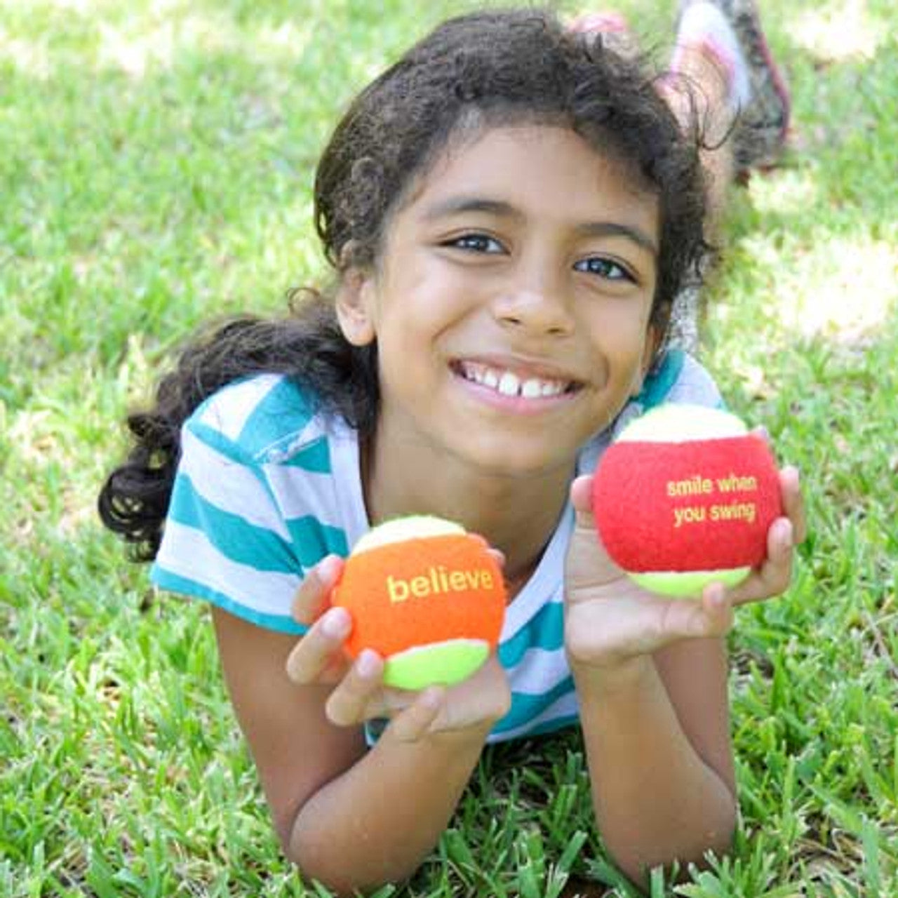 Orange Felt Balls With Slogans - 36 Balls In A Bucket