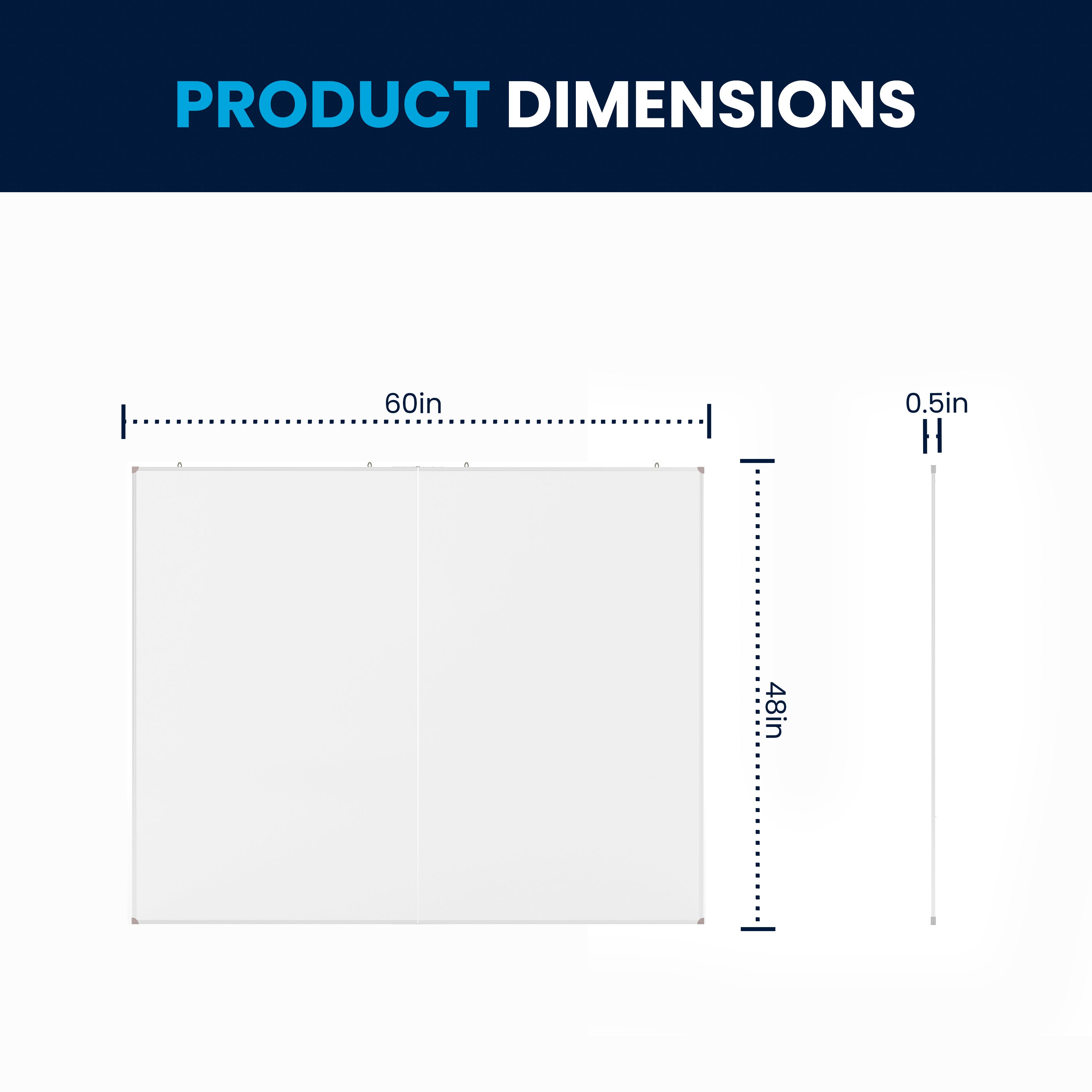 HERCULES Commercial 60" x 48" Whiteboard, Aluminum Magnetic Dry Erase Board with Wall Mount, Marker Tray, Eraser, 3 Markers, 6 Magnets