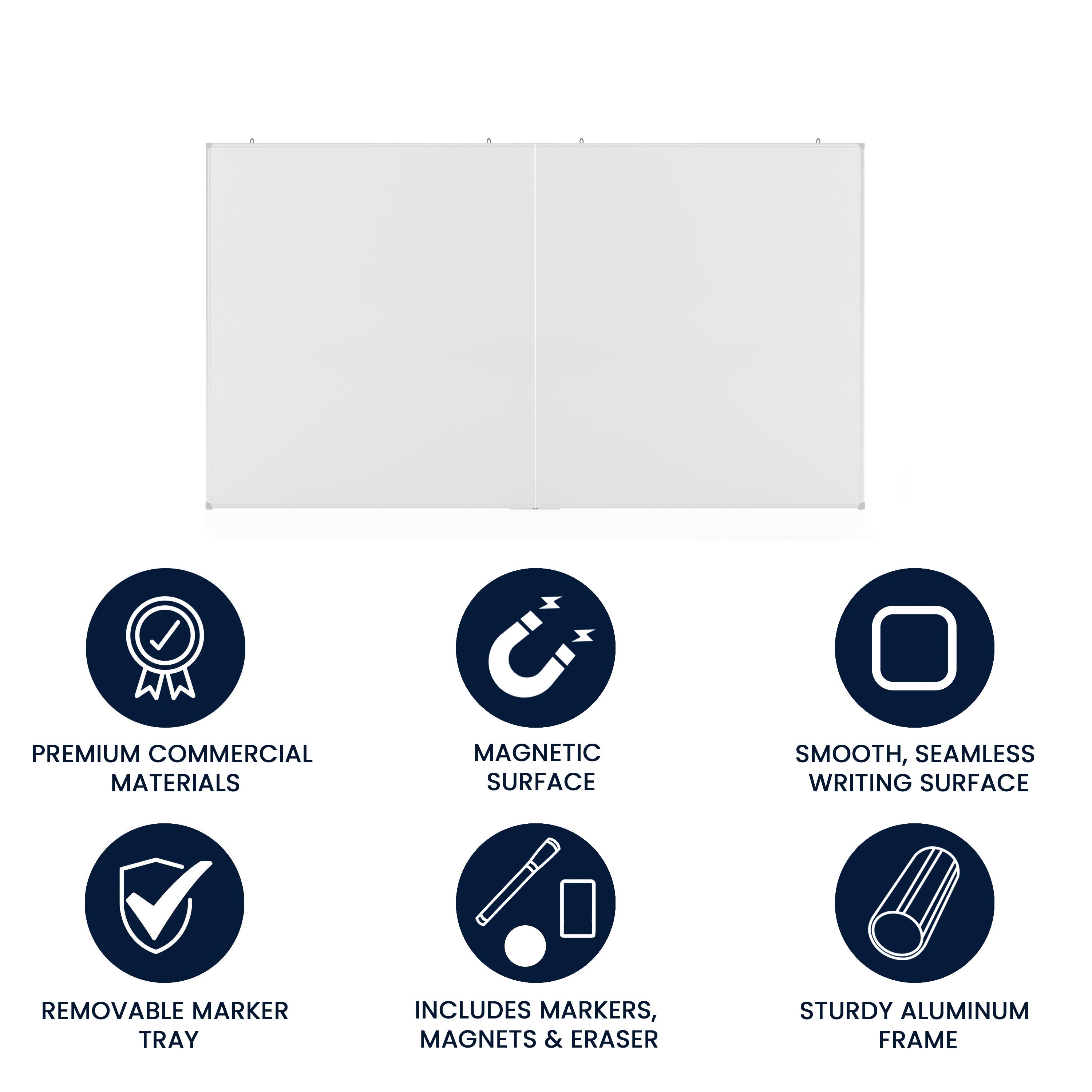 HERCULES Commercial 72" x 40" Whiteboard, Aluminum Magnetic Dry Erase Board with Wall Mount, Marker Tray, Eraser, 3 Markers, 6 Magnets