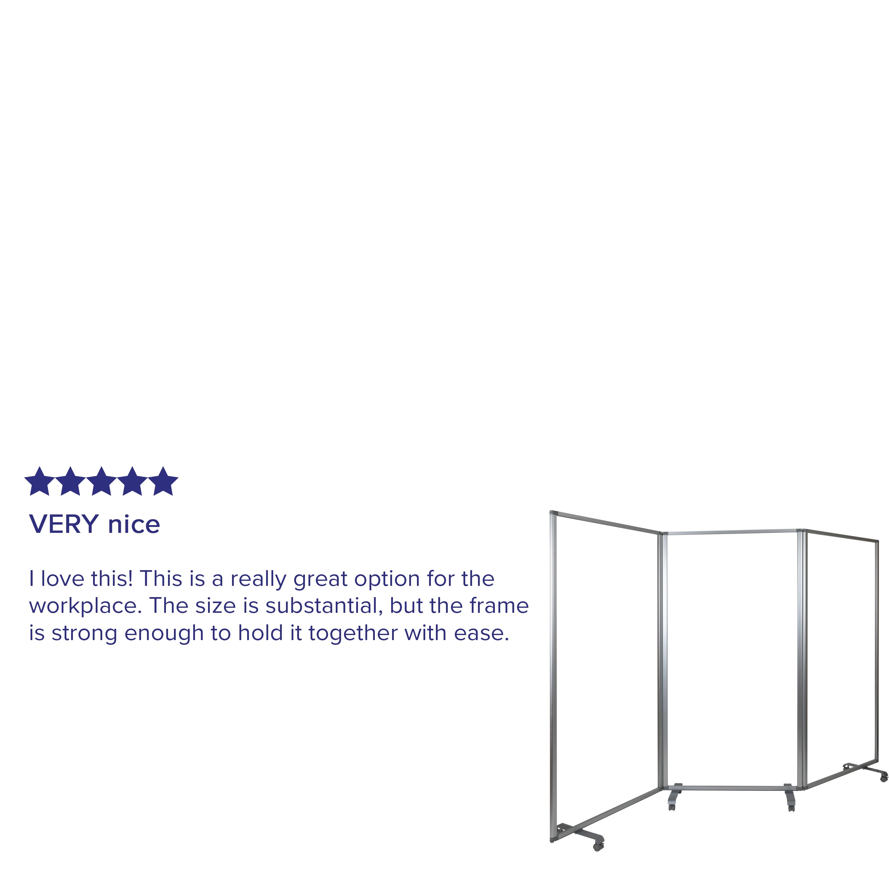 Raisley Transparent Acrylic Mobile Partition with Lockable Casters, 72"H x 36"L (3 Sections Included)