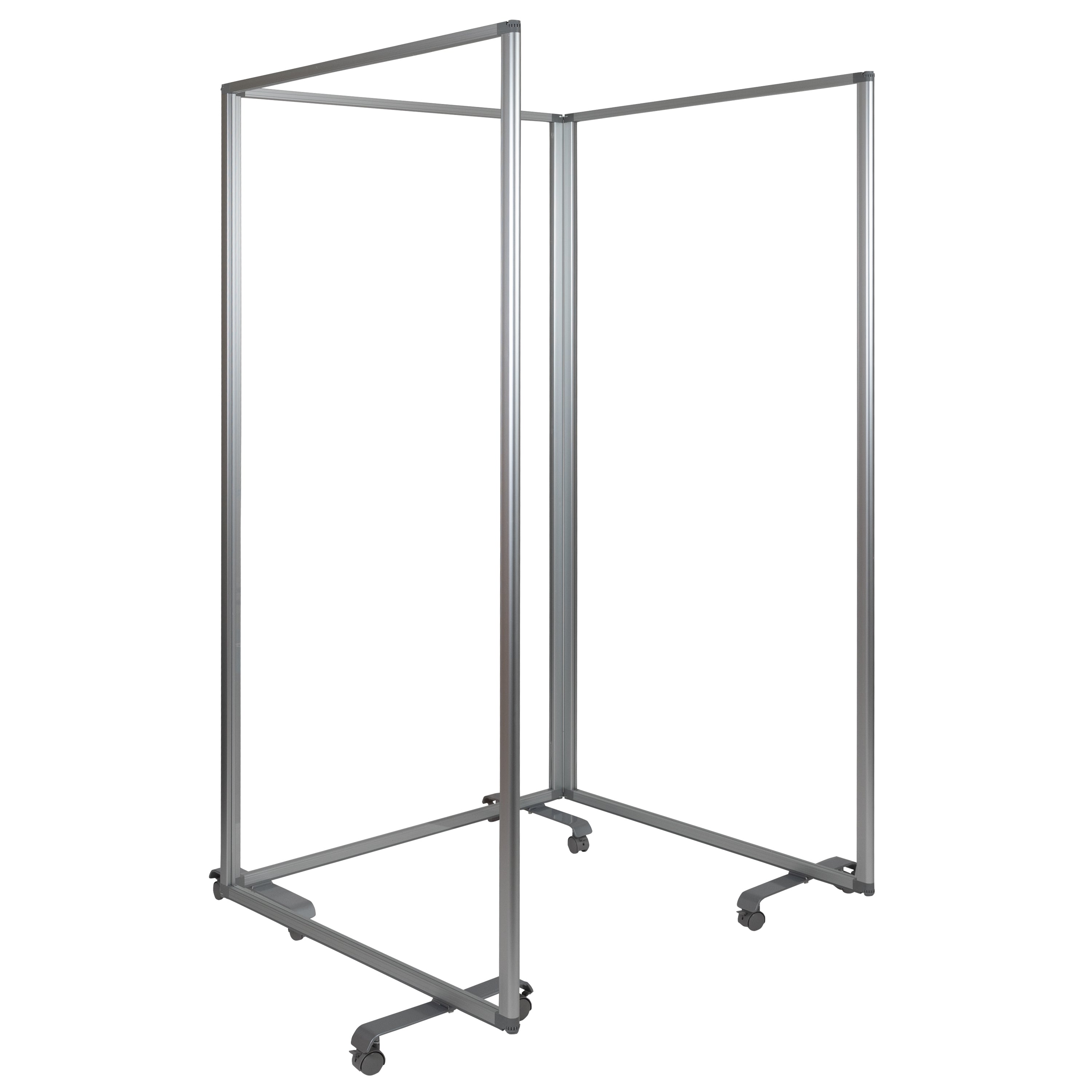 Raisley Transparent Acrylic Mobile Partition with Lockable Casters, 72"H x 36"L (3 Sections Included)