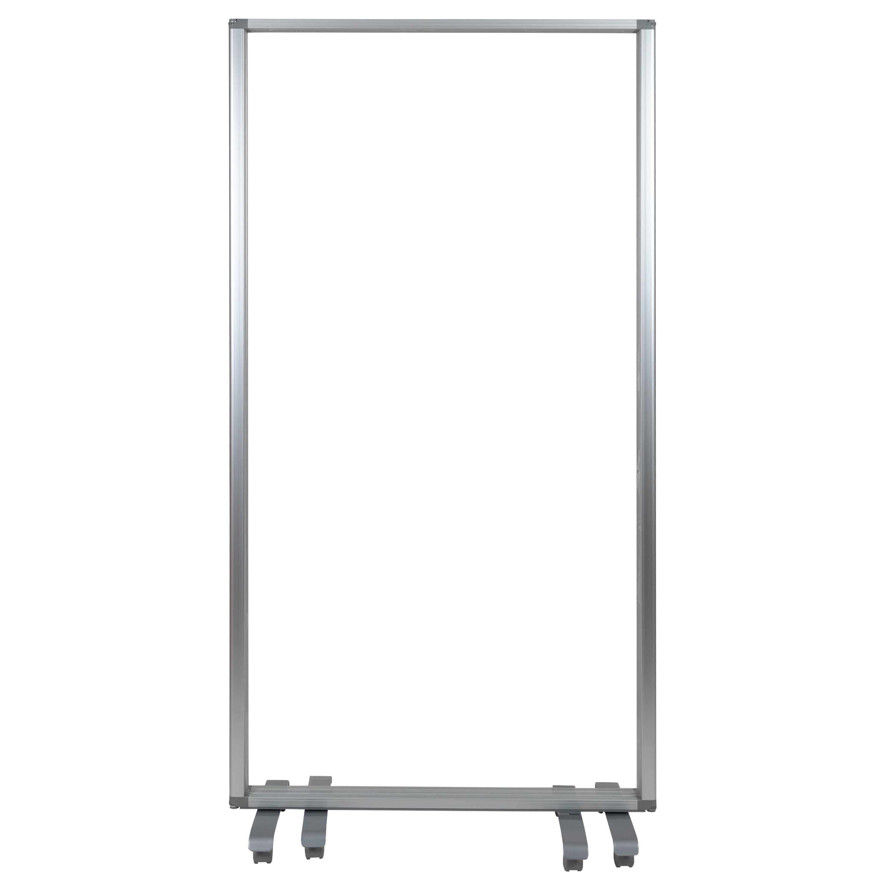 Raisley Transparent Acrylic Mobile Partition with Lockable Casters, 72"H x 36"L (3 Sections Included)
