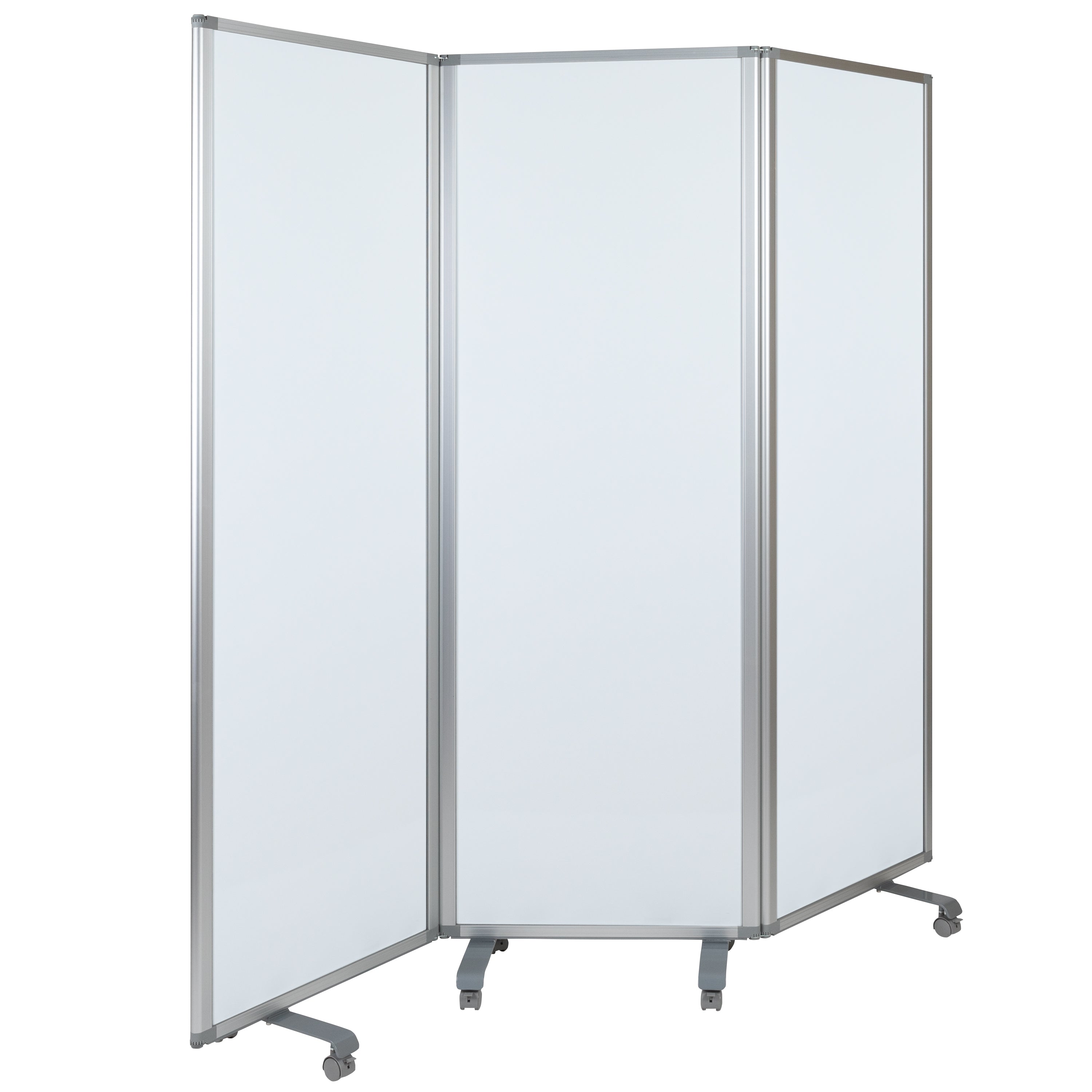 Raisley Mobile Magnetic Whiteboard Partition with Lockable Casters, 72"H x 24"W (3 sections included)