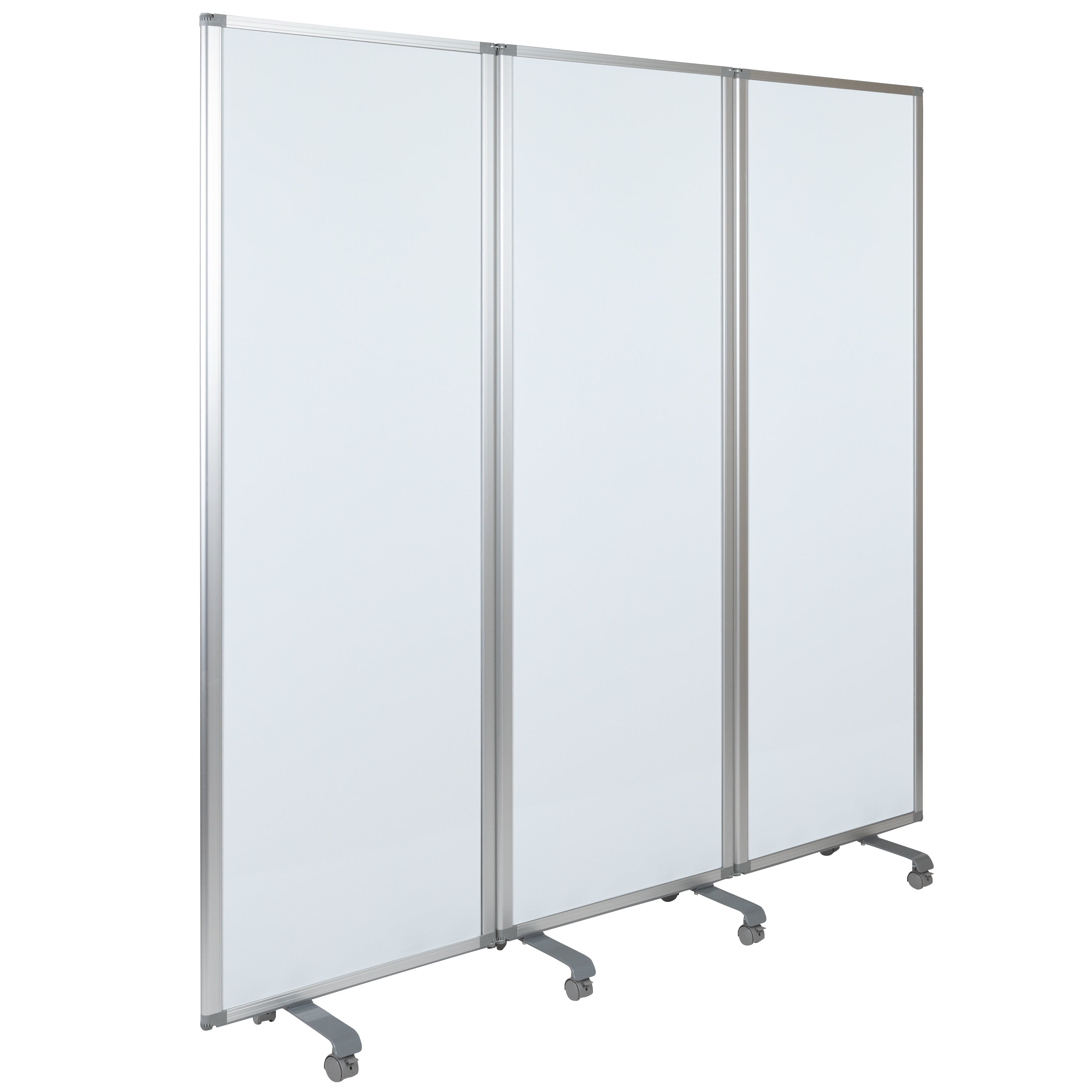 Raisley Mobile Magnetic Whiteboard Partition with Lockable Casters, 72"H x 24"W (3 sections included)