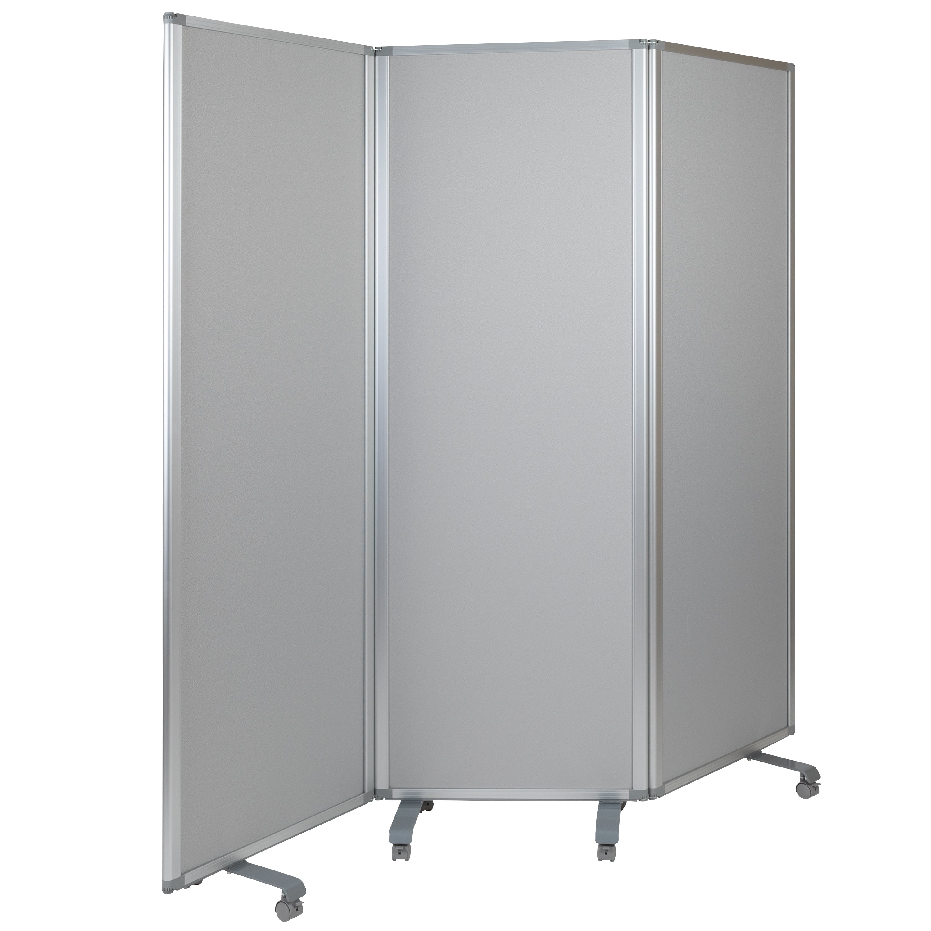 Raisley Double Sided Mobile Magnetic Whiteboard/Cloth Partition with Lockable Casters, 72"H x 24"W (3 sections included)