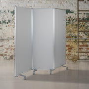 Raisley Double Sided Mobile Magnetic Whiteboard/Cloth Partition with Lockable Casters, 72"H x 24"W (3 sections included)