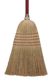 Janitor Broom Natural Corn Broom 6- Red Sews (Case Of 12)