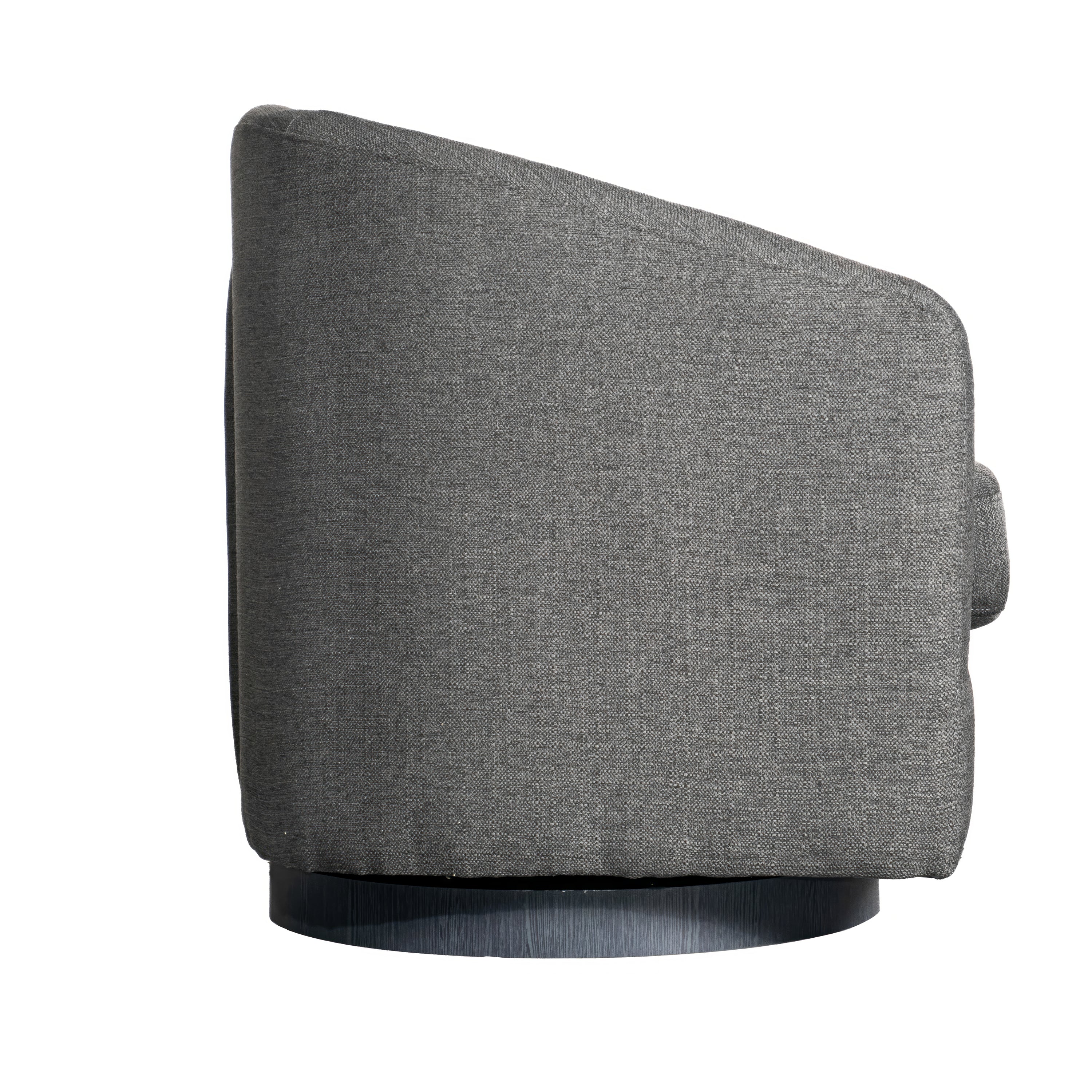Landon Club Style Commercial Barrel Accent Armchair with 360 Degree Swivel Metal Base and Sloped Armrests in Dark Gray Fabric Upholstery