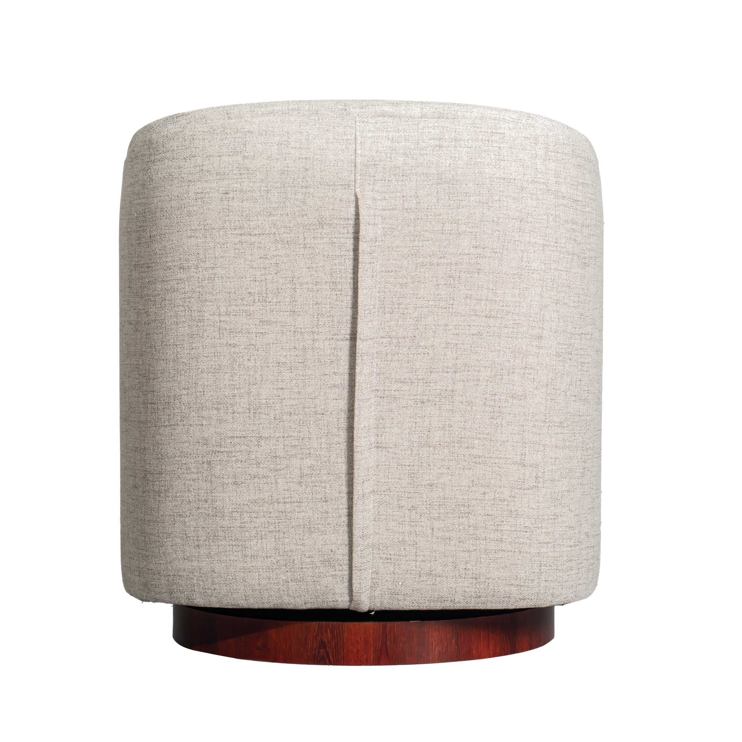 Dean Club Style Commercial Barrel Accent Armchair with 360 Degree Swivel Metal Base and Sloped Armrests in Cream Fabric Upholstery