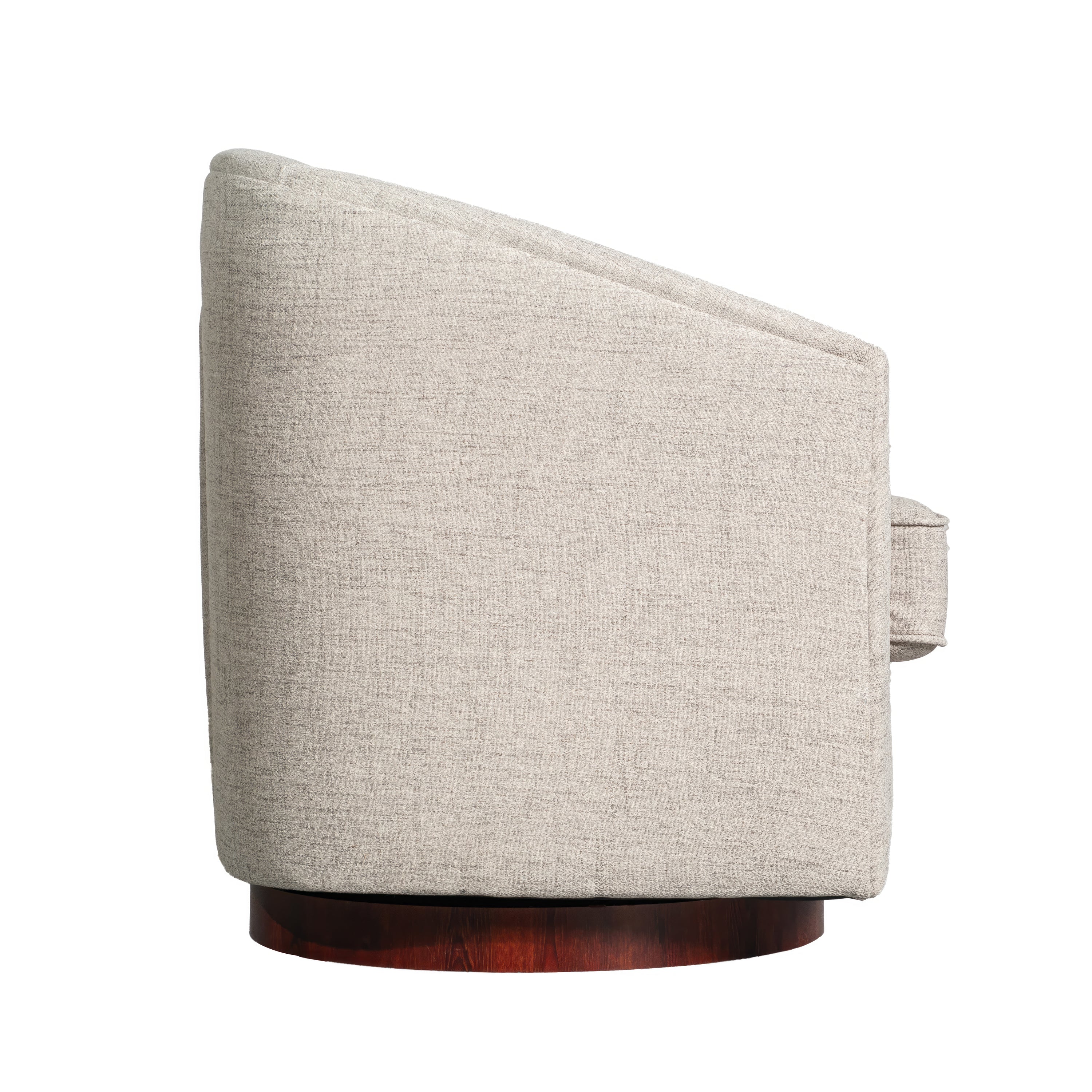 Dean Club Style Commercial Barrel Accent Armchair with 360 Degree Swivel Metal Base and Sloped Armrests in Cream Fabric Upholstery