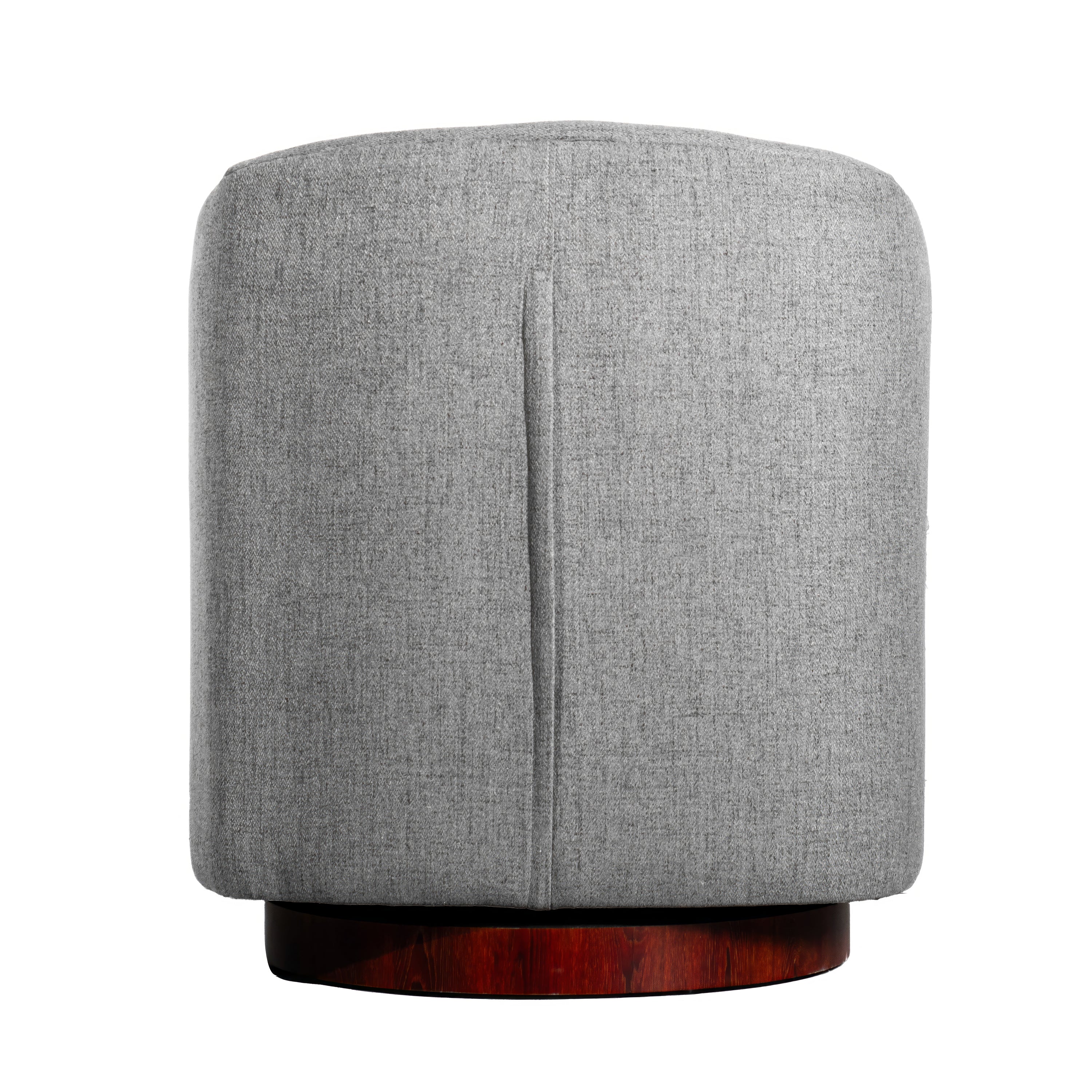 Dean Club Style Commercial Barrel Accent Armchair with 360 Degree Swivel Metal Base and Sloped Armrests in Gray Fabric Upholstery