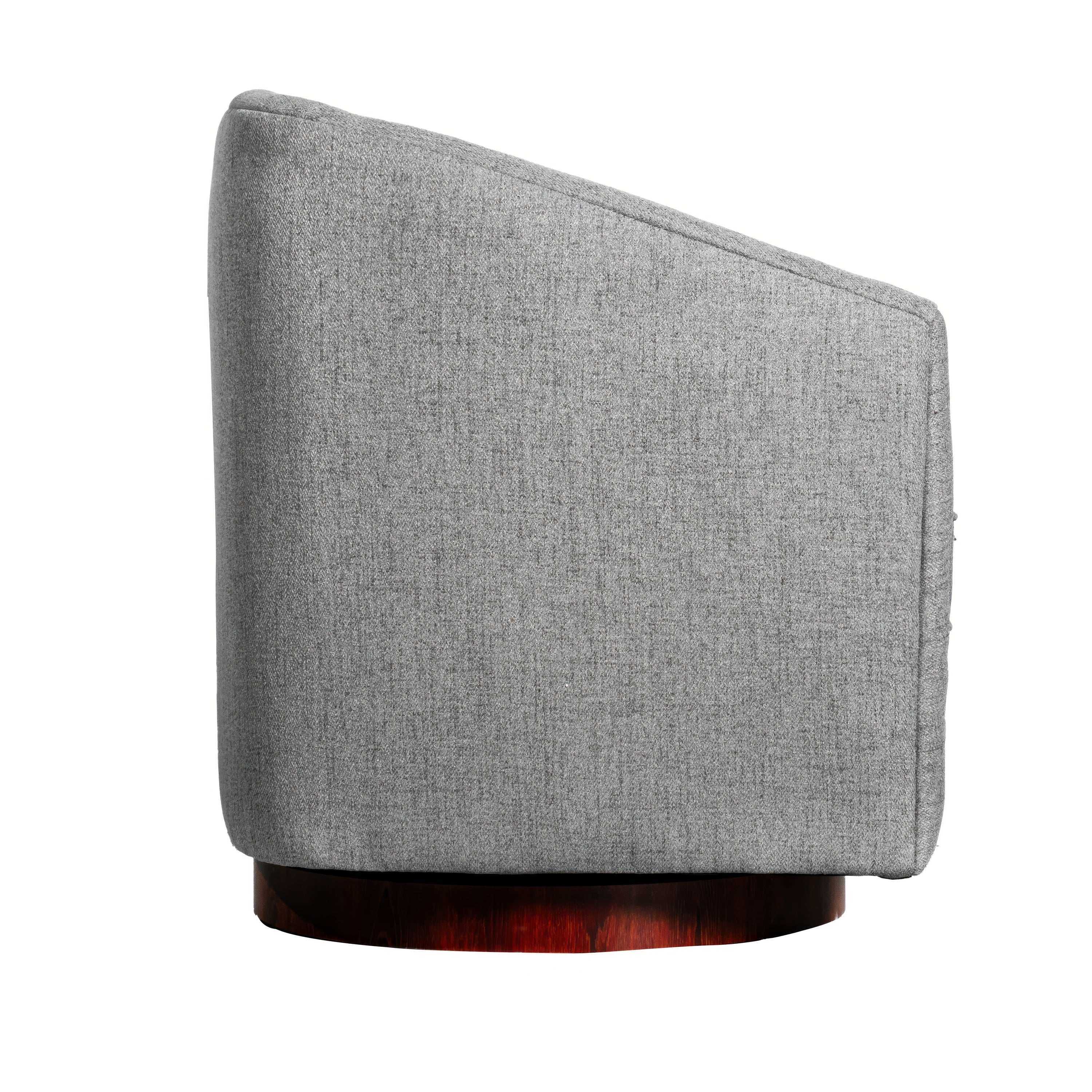 Dean Club Style Commercial Barrel Accent Armchair with 360 Degree Swivel Metal Base and Sloped Armrests in Gray Fabric Upholstery
