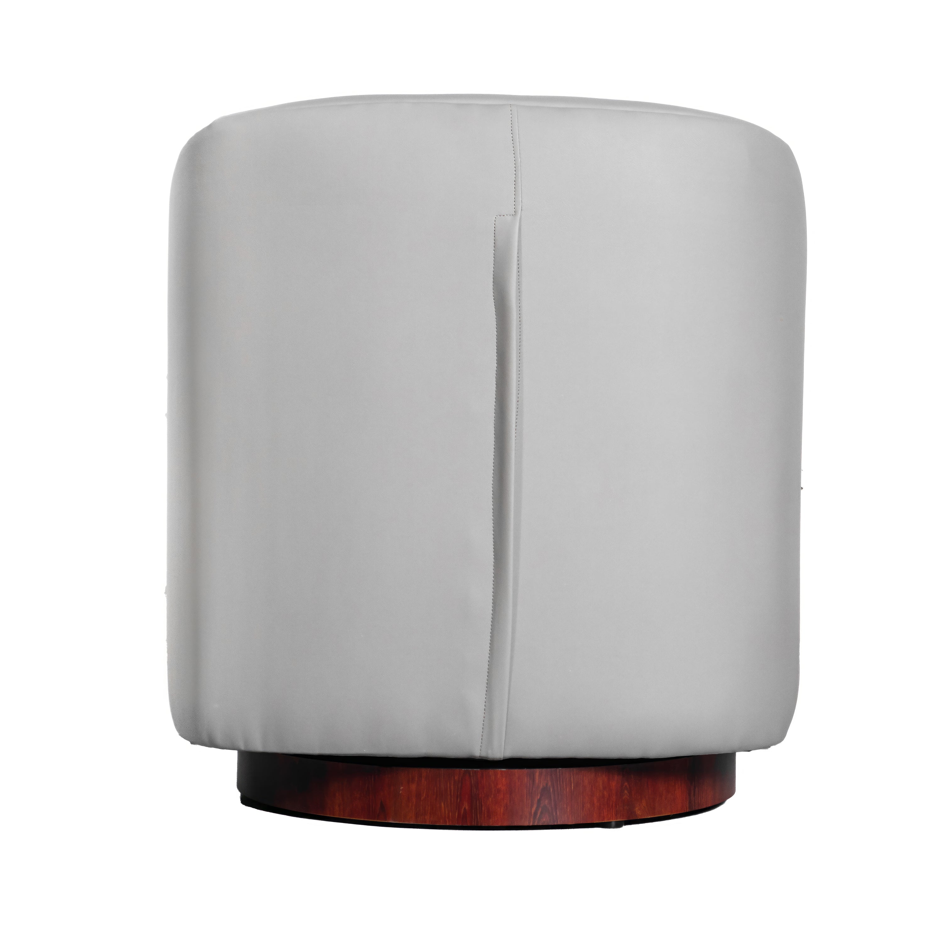 Dean Club Style Commercial Barrel Accent Armchair with 360 Degree Swivel Metal Base and Sloped Armrests in Gray LeatherSoft Upholstery