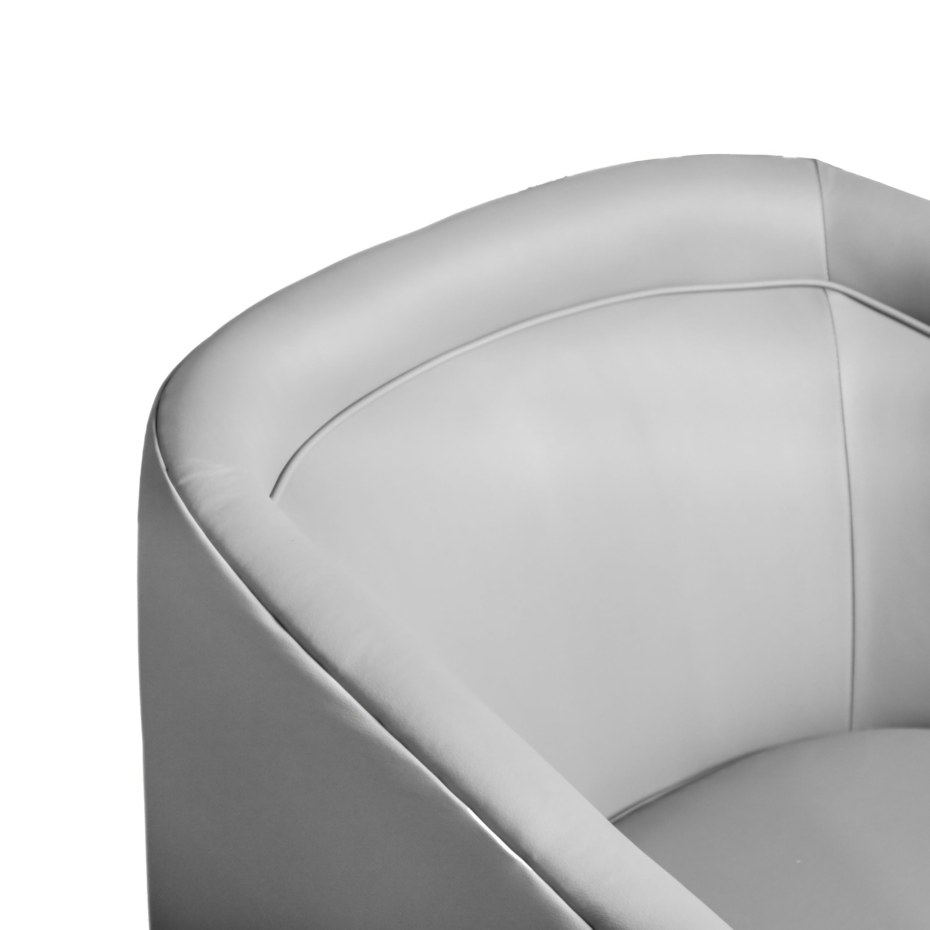 Dean Club Style Commercial Barrel Accent Armchair with 360 Degree Swivel Metal Base and Sloped Armrests in Gray LeatherSoft Upholstery