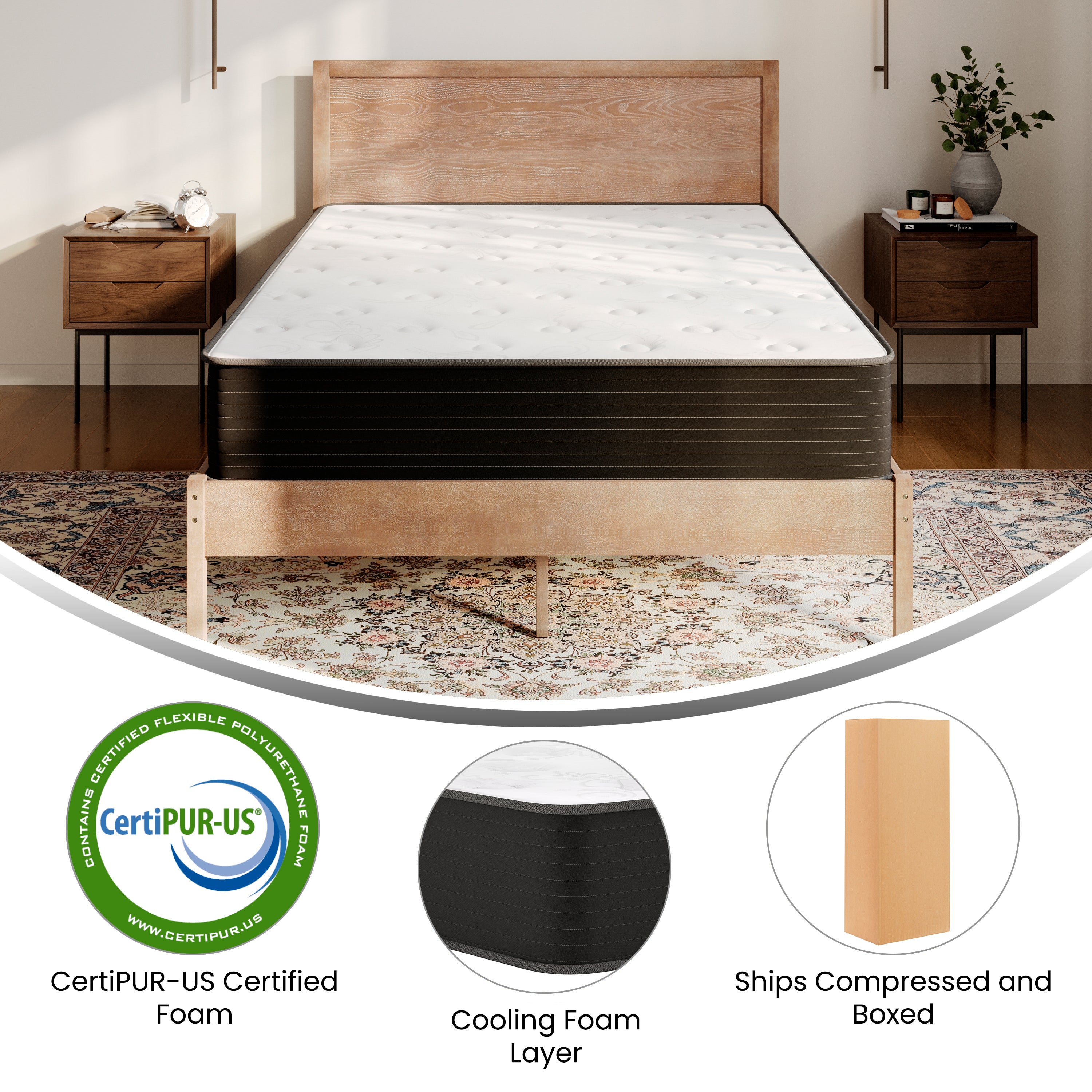 Dream Cooling Gel 10 Inch CertiPUR-US Certified Foam and Pocket Spring Hybrid Mattress, Full Mattress in a Box