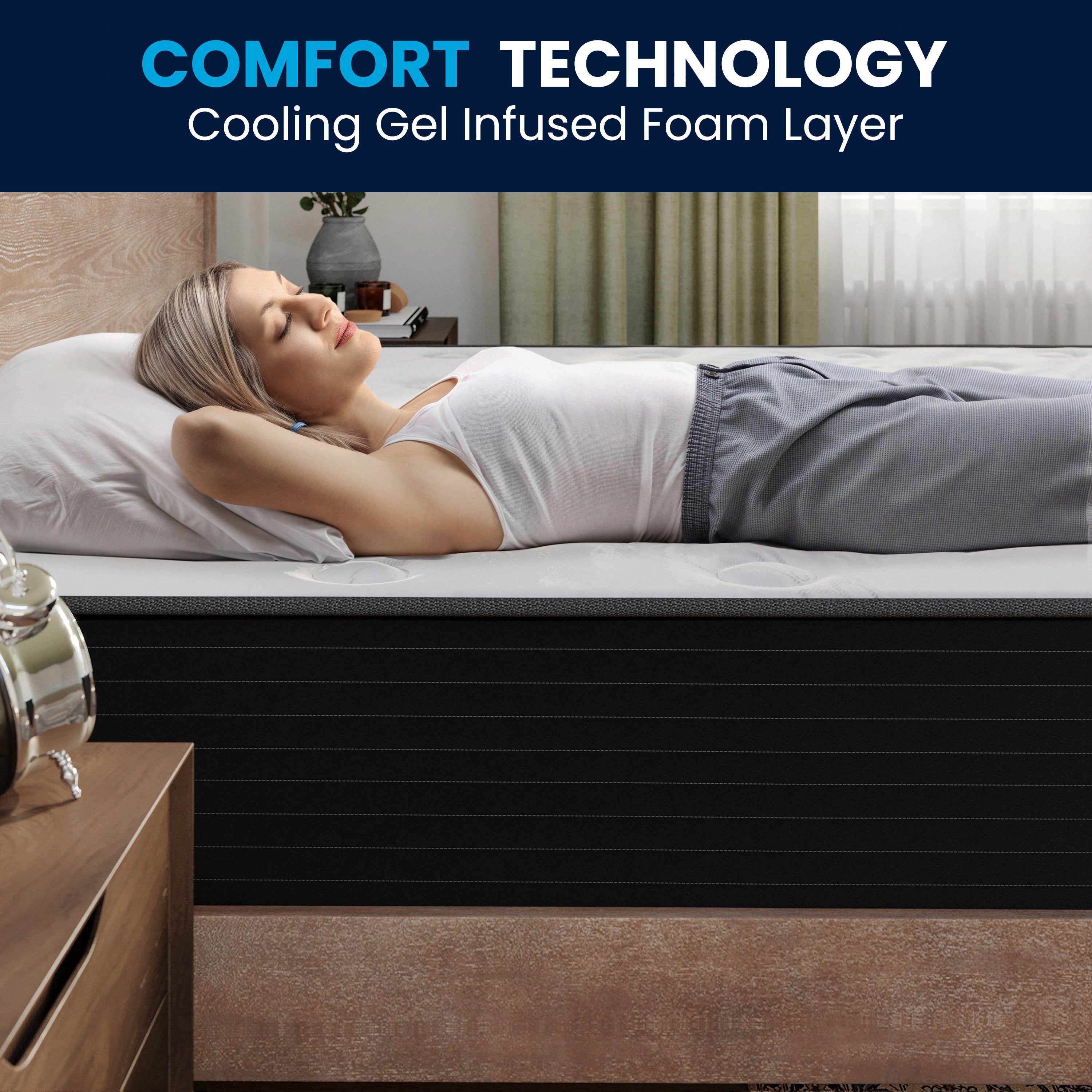 Dream Cooling Gel 10 Inch CertiPUR-US Certified Foam and Pocket Spring Hybrid Mattress, Full Mattress in a Box