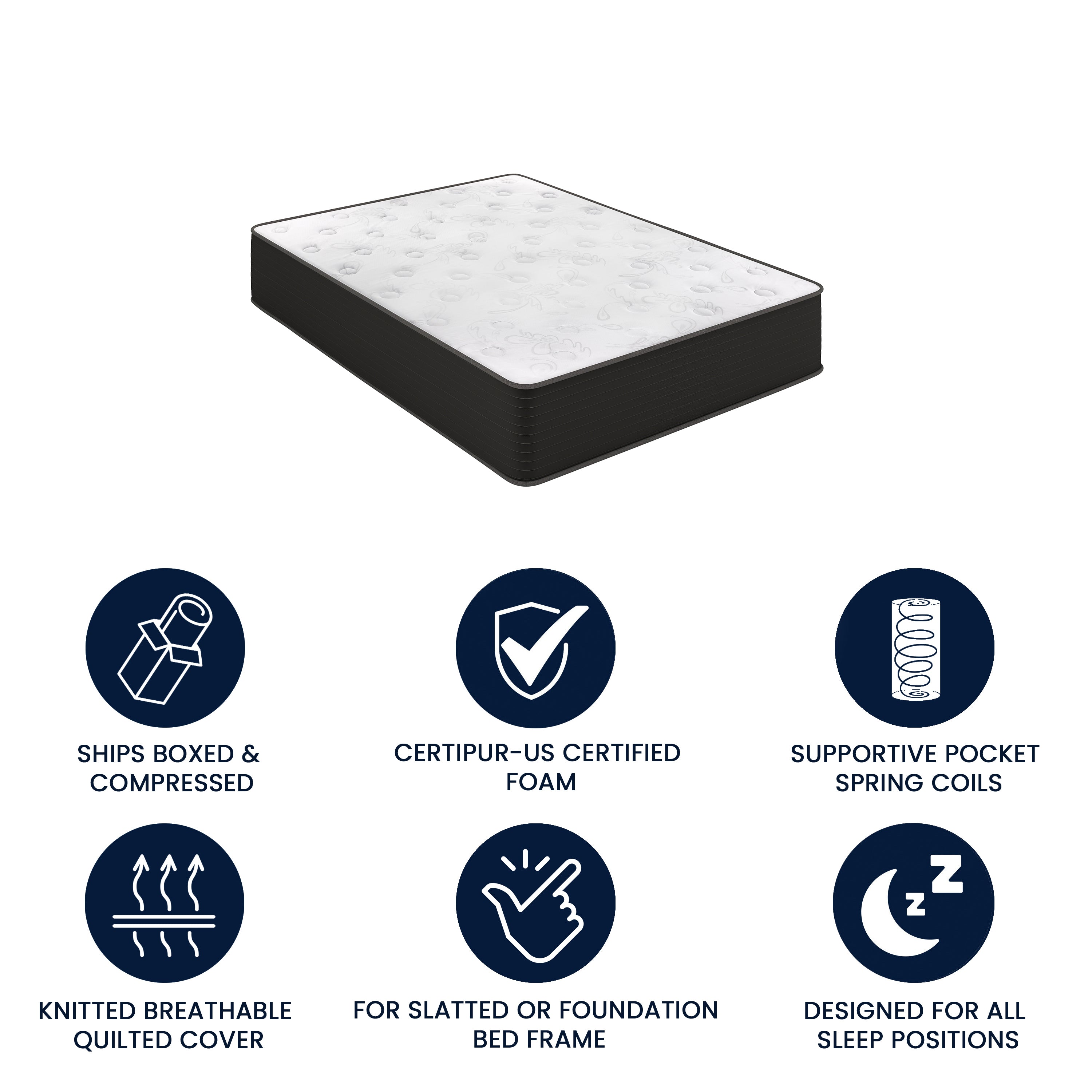 Dream Cooling Gel 12 Inch CertiPUR-US Certified Foam and Pocket Spring Hybrid Mattress, Full Mattress in a Box