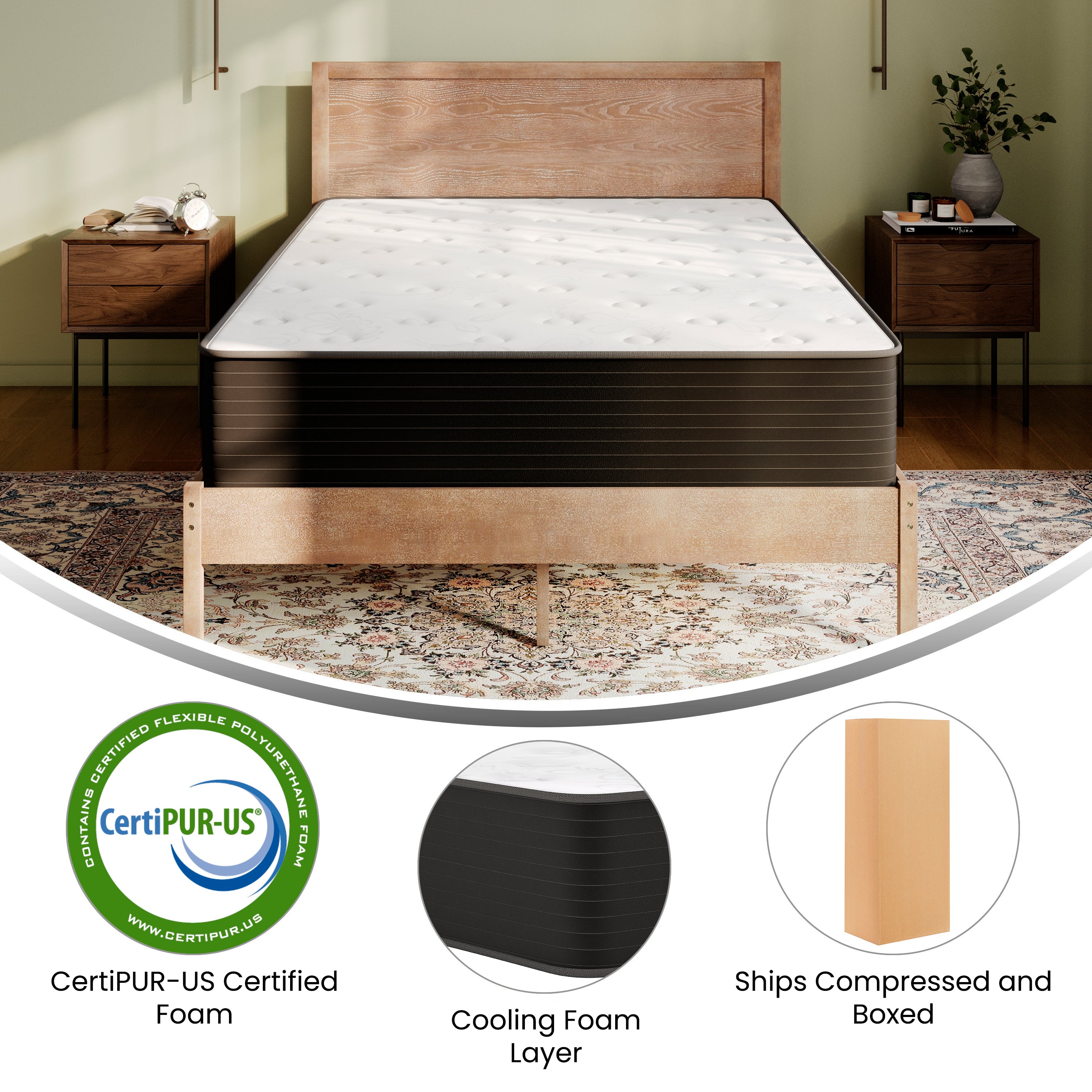 Dream Cooling Gel 12 Inch CertiPUR-US Certified Foam and Pocket Spring Hybrid Mattress, Full Mattress in a Box