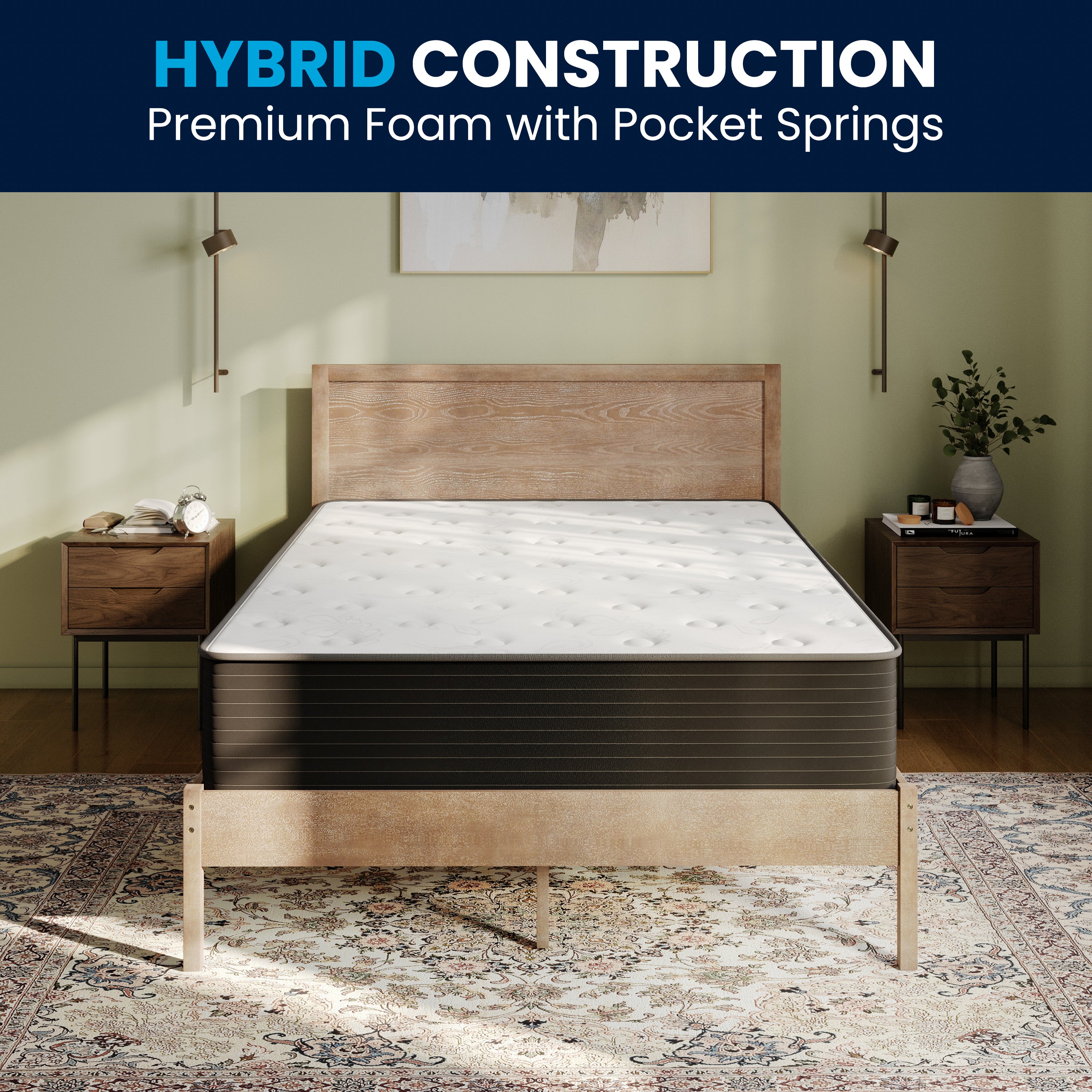 Dream Cooling Gel 12 Inch CertiPUR-US Certified Foam and Pocket Spring Hybrid Mattress, Full Mattress in a Box
