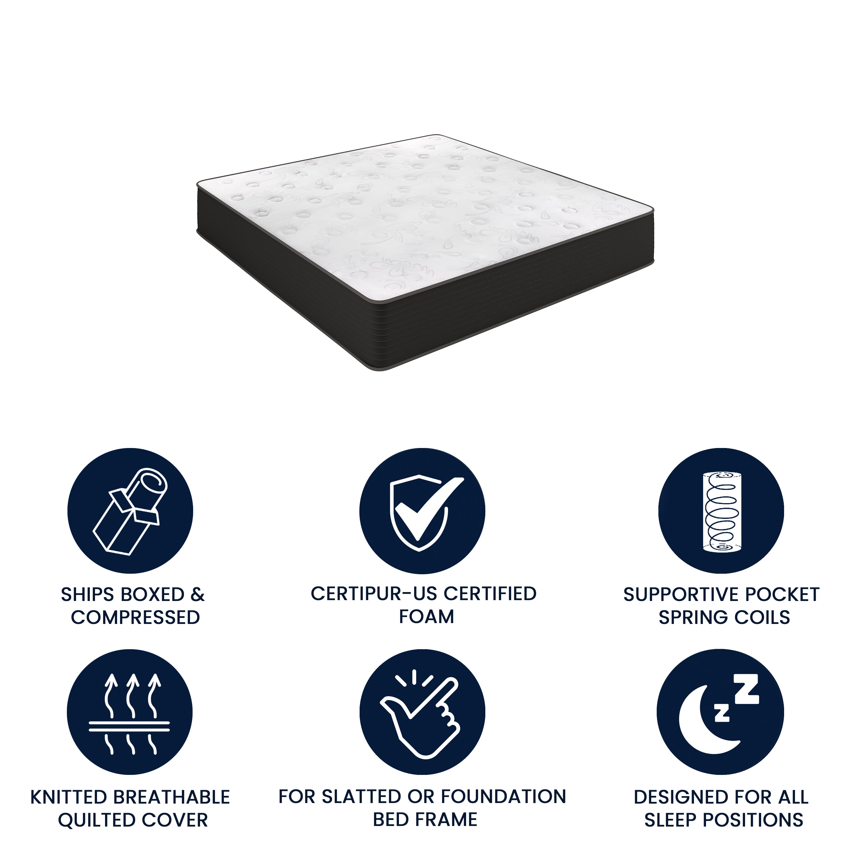 Dream Cooling Gel 12 Inch CertiPUR-US Certified Foam and Pocket Spring Hybrid Mattress, King Mattress in a Box