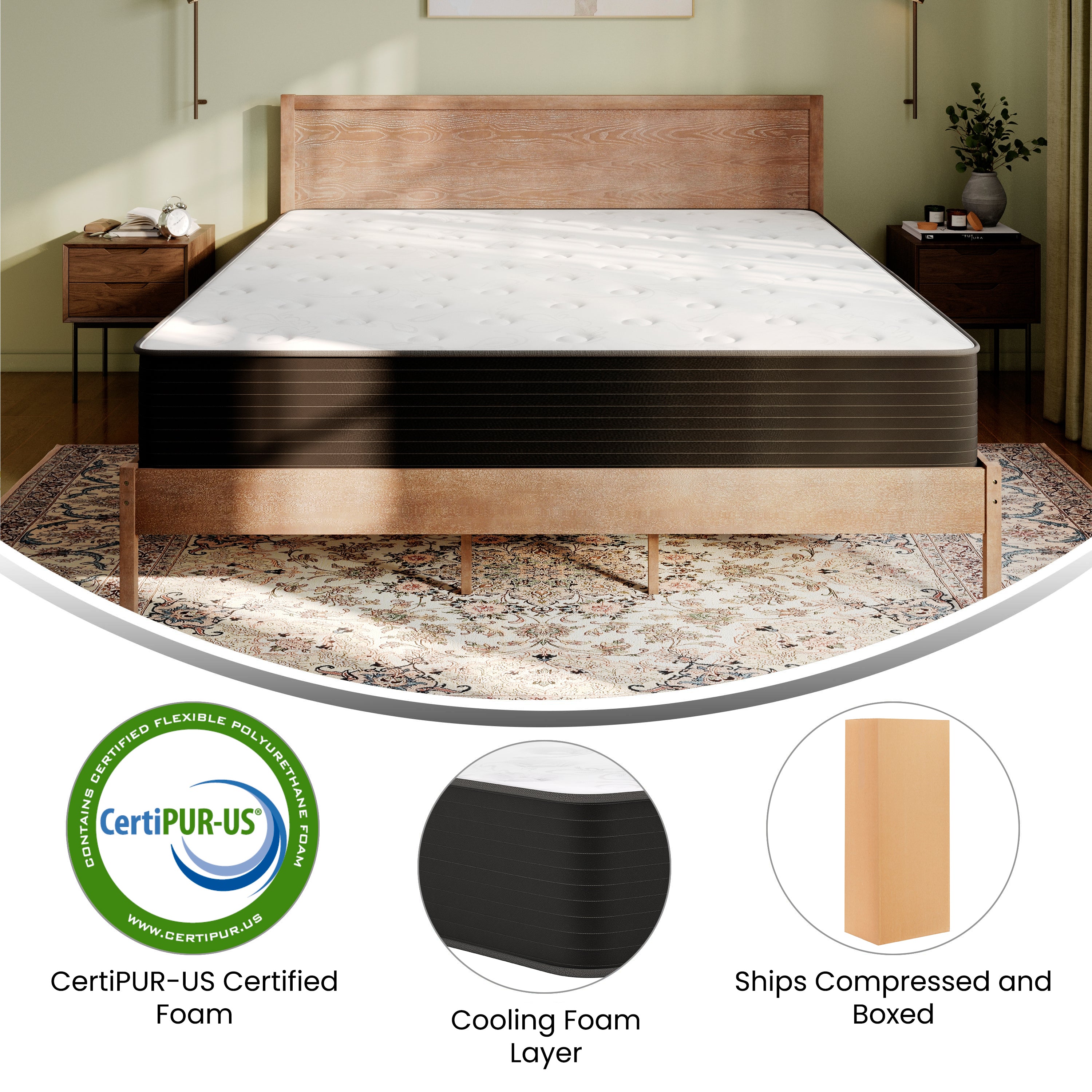 Dream Cooling Gel 12 Inch CertiPUR-US Certified Foam and Pocket Spring Hybrid Mattress, King Mattress in a Box