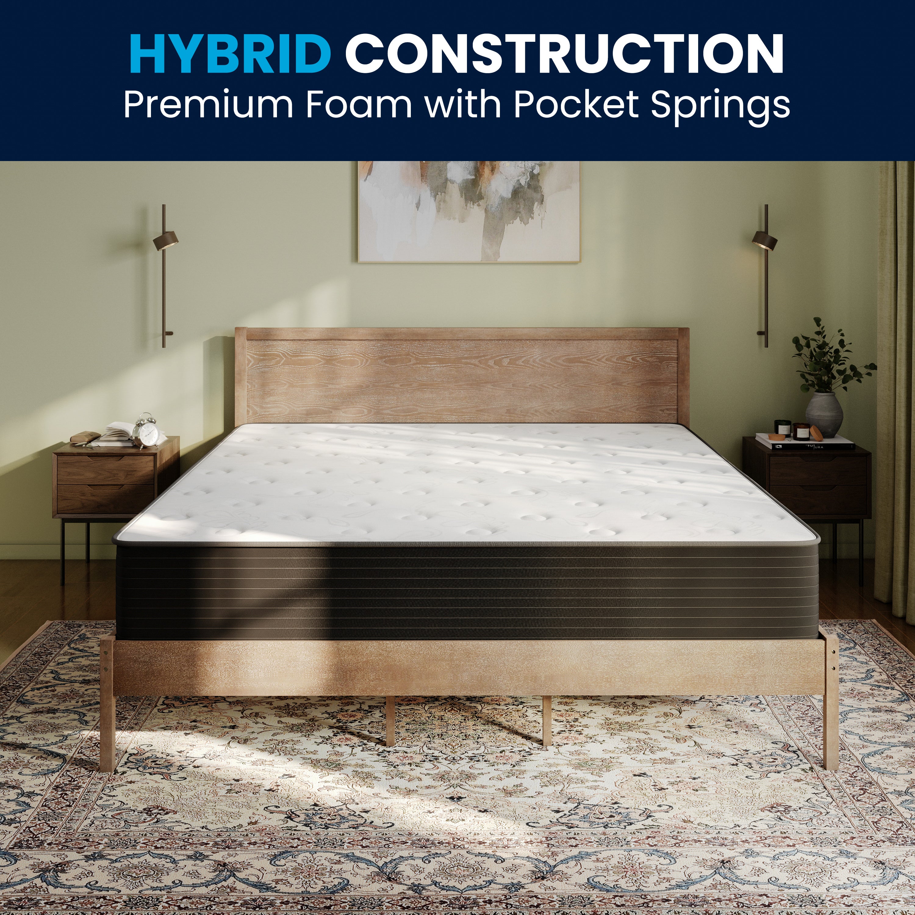 Dream Cooling Gel 12 Inch CertiPUR-US Certified Foam and Pocket Spring Hybrid Mattress, King Mattress in a Box