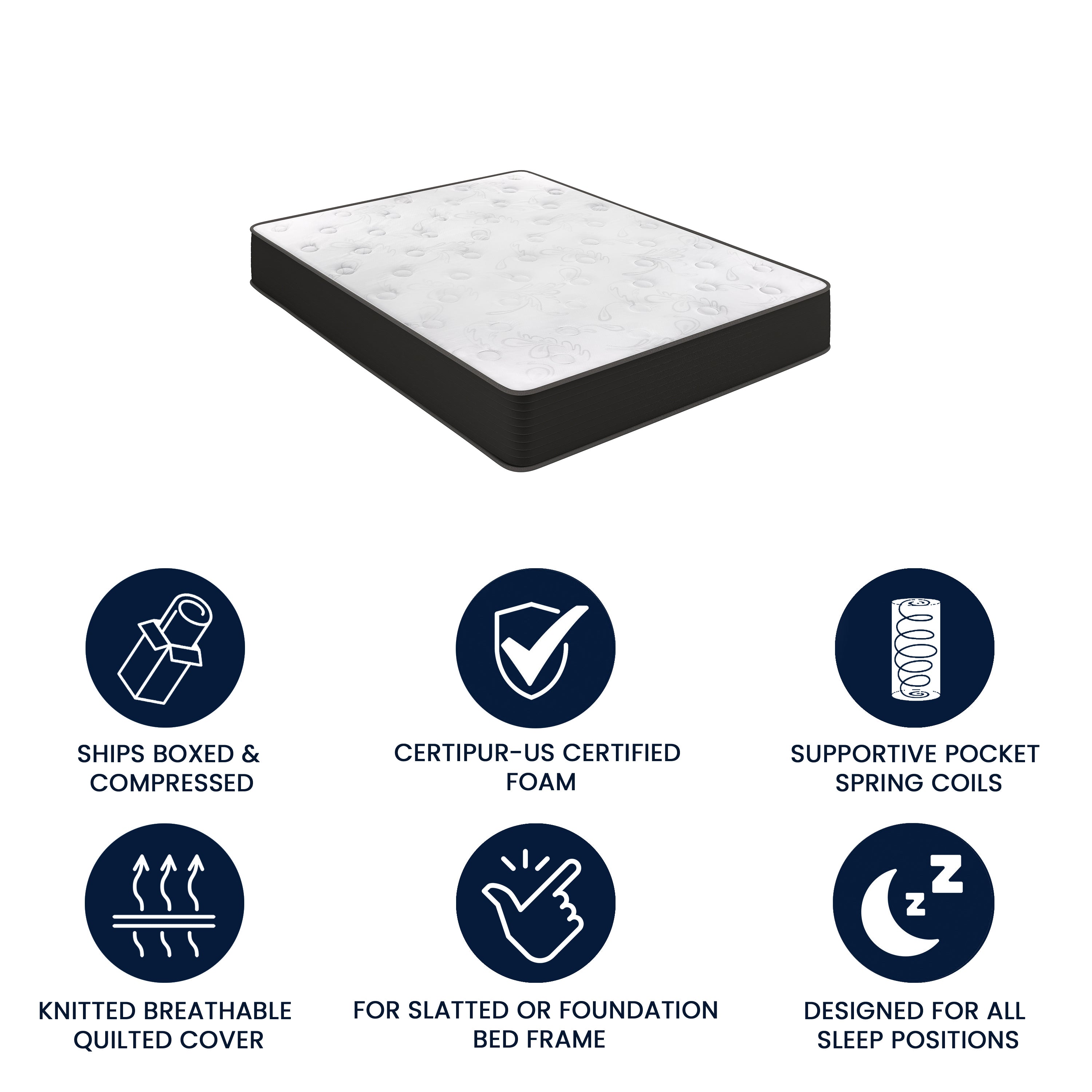 Dream Cooling Gel 10 Inch CertiPUR-US Certified Foam and Pocket Spring Hybrid Mattress, Queen Mattress in a Box