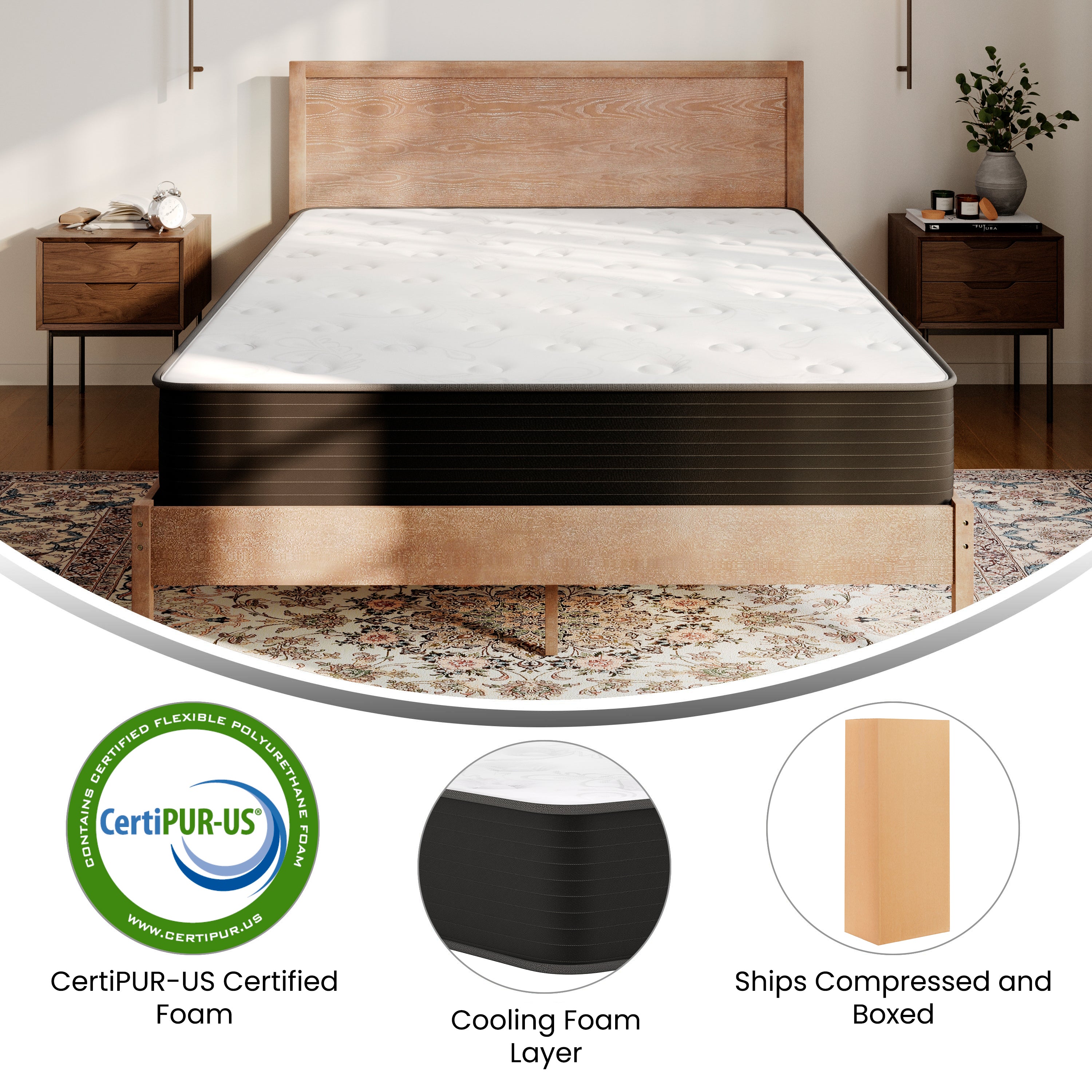 Dream Cooling Gel 10 Inch CertiPUR-US Certified Foam and Pocket Spring Hybrid Mattress, Queen Mattress in a Box