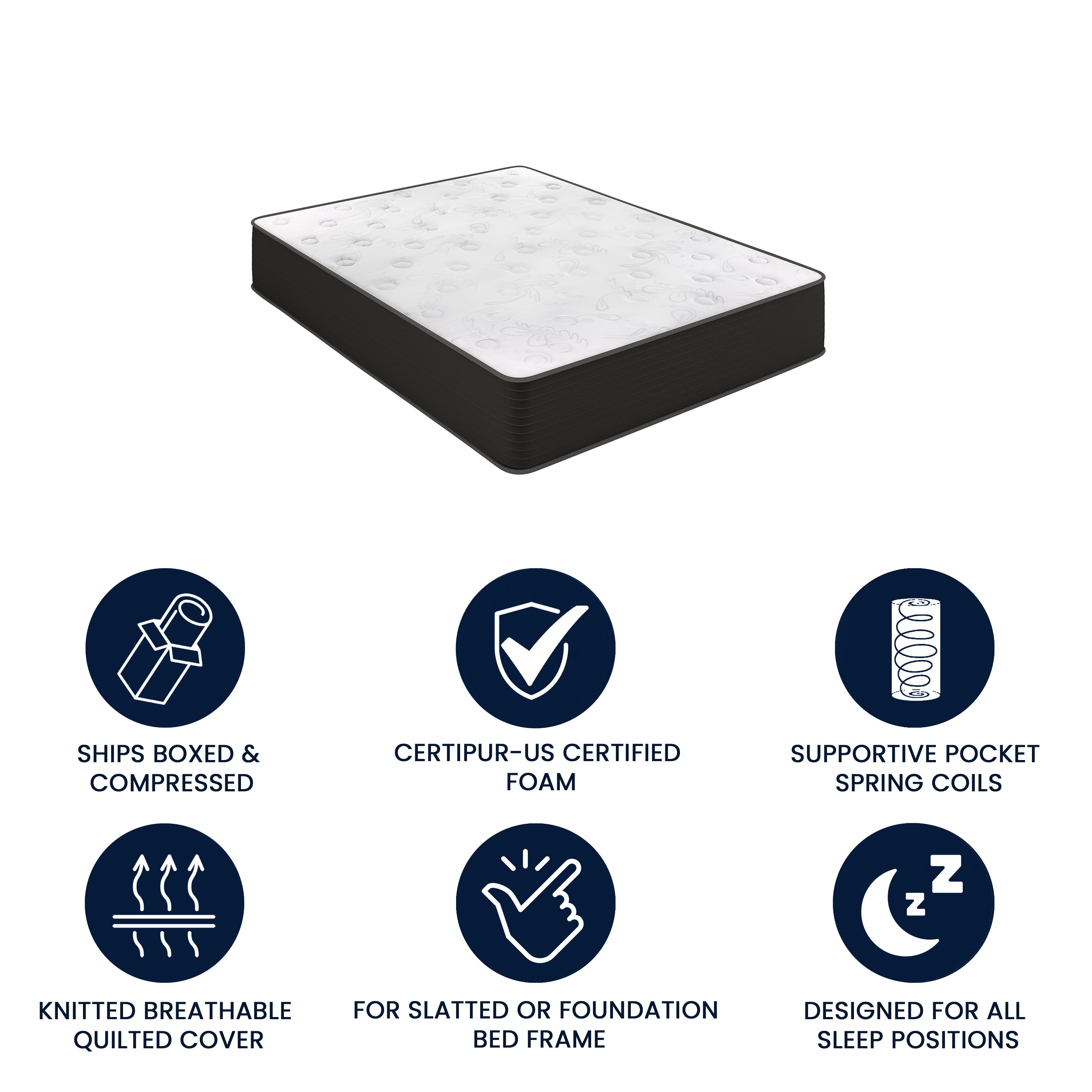 Dream Cooling Gel 12 Inch CertiPUR-US Certified Foam and Pocket Spring Hybrid Mattress, Queen Mattress in a Box