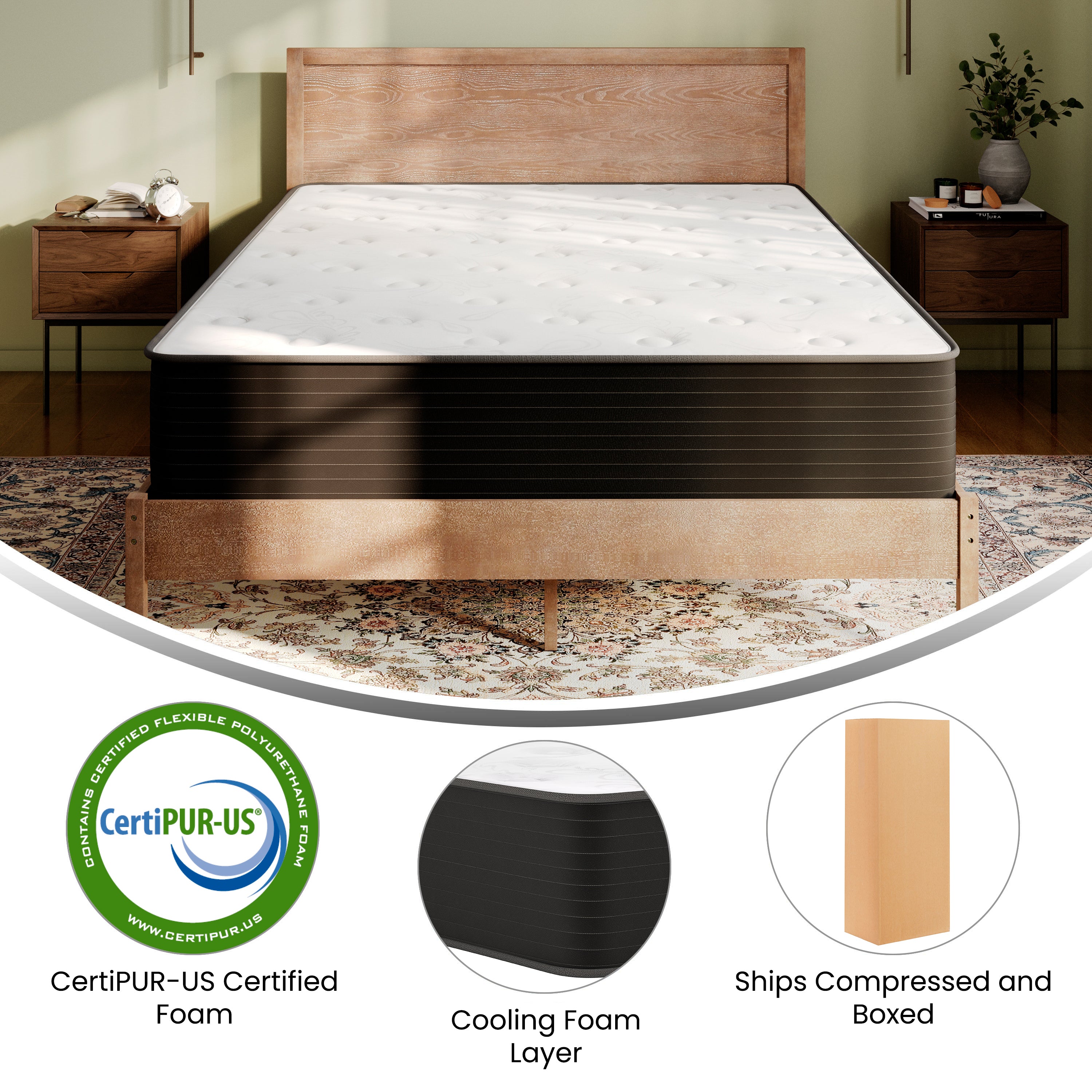 Dream Cooling Gel 12 Inch CertiPUR-US Certified Foam and Pocket Spring Hybrid Mattress, Queen Mattress in a Box