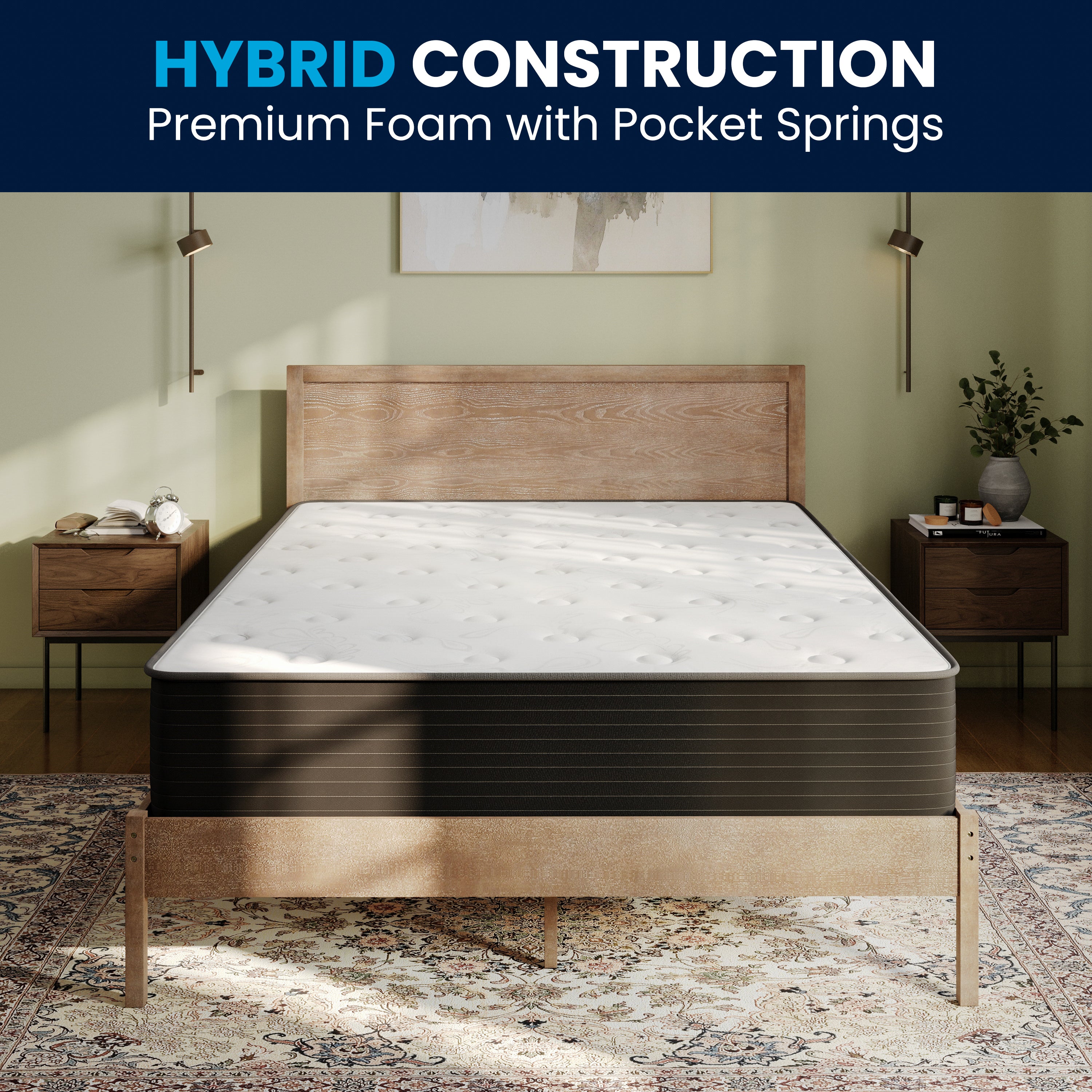 Dream Cooling Gel 12 Inch CertiPUR-US Certified Foam and Pocket Spring Hybrid Mattress, Queen Mattress in a Box