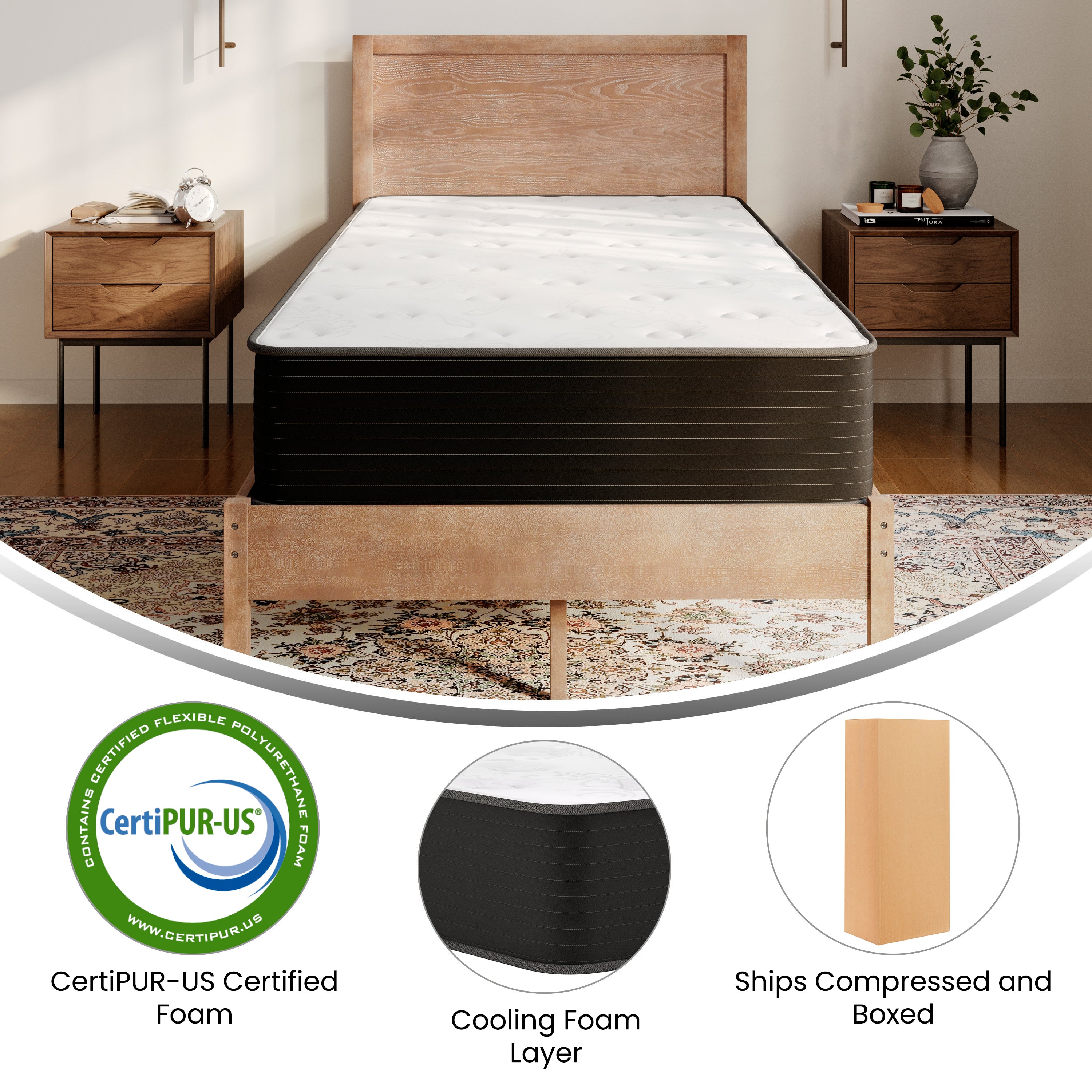 Dream Cooling Gel 10 Inch CertiPUR-US Certified Foam and Pocket Spring Hybrid Mattress, Twin Mattress in a Box