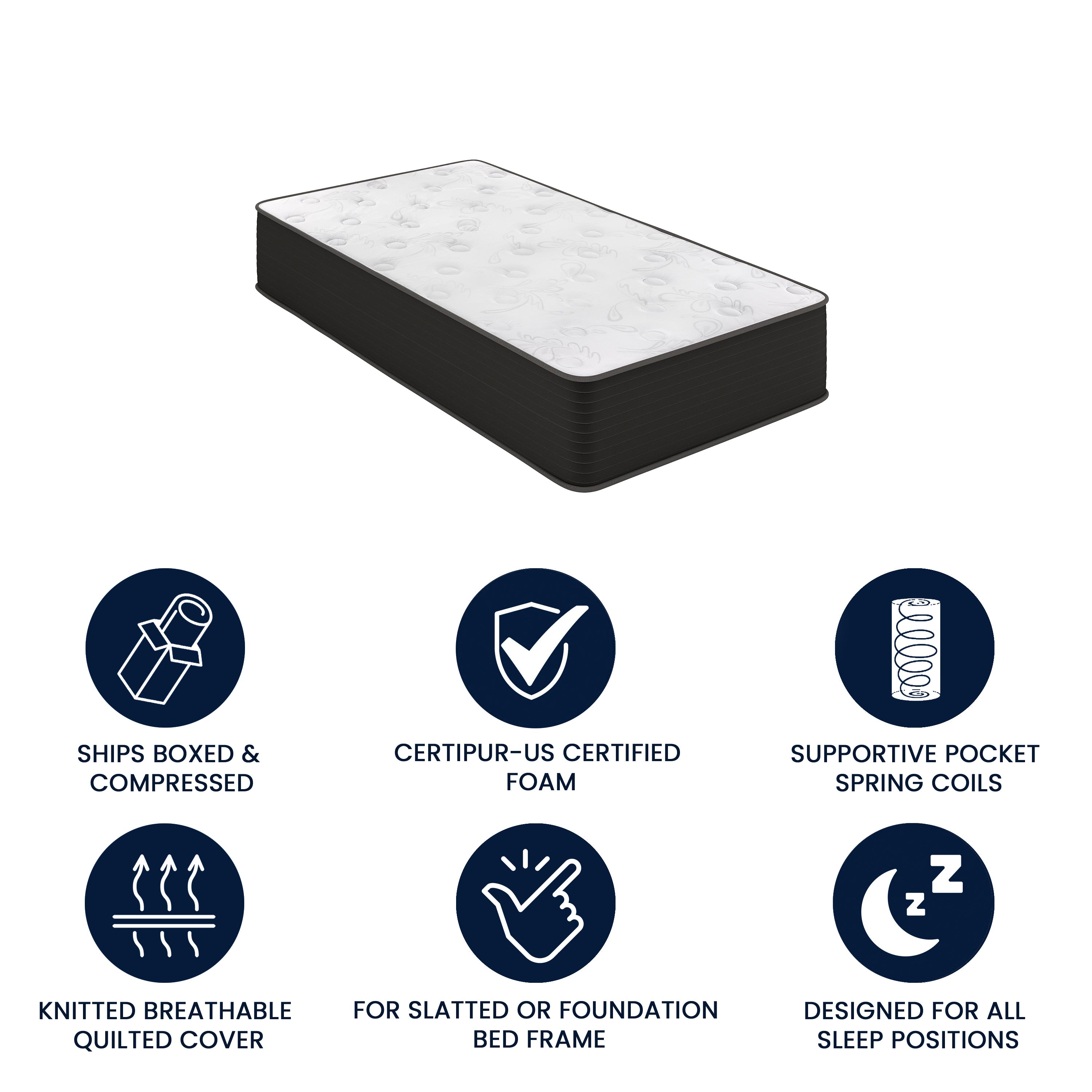 Dream Cooling Gel 12 Inch CertiPUR-US Certified Foam and Pocket Spring Hybrid Mattress, Twin Mattress in a Box