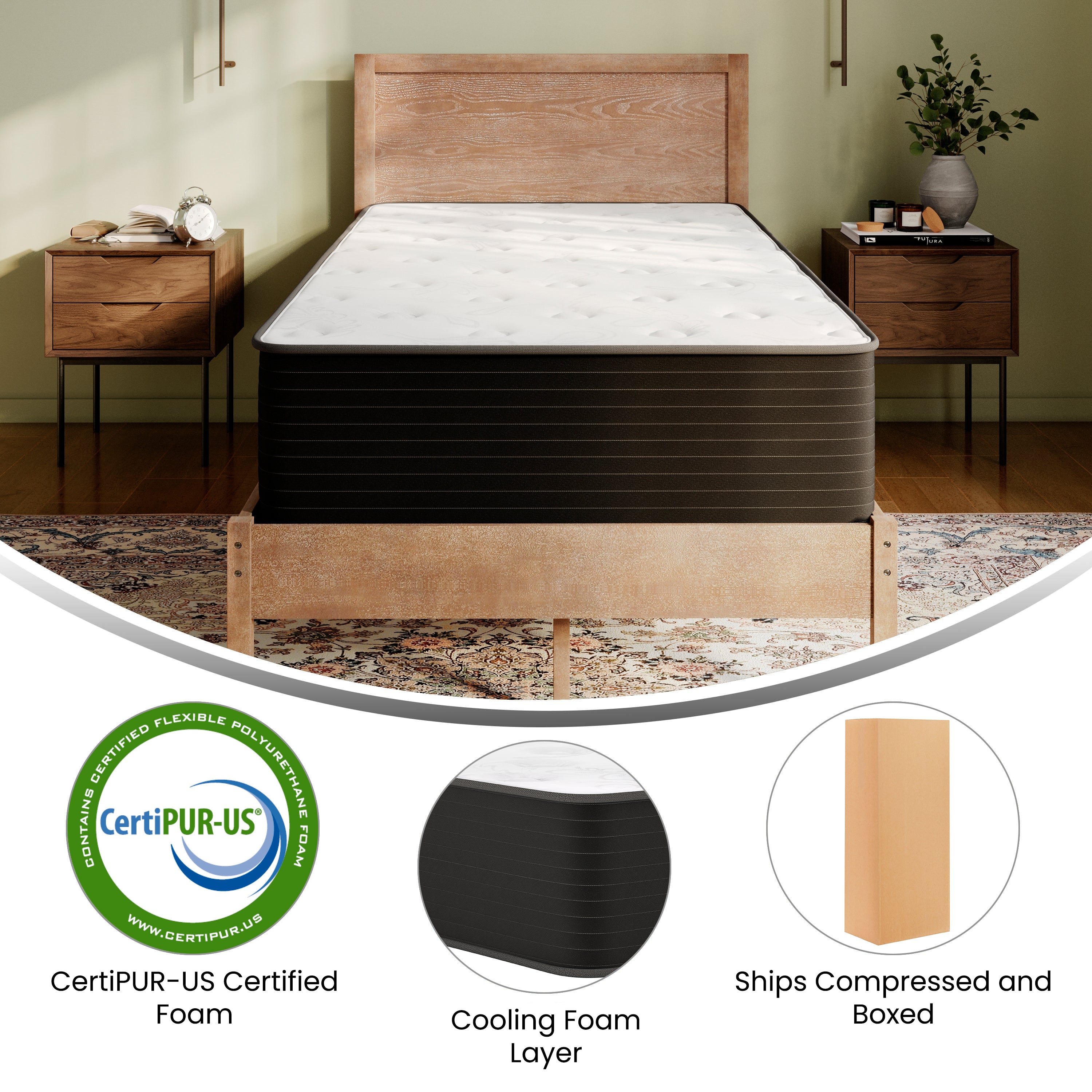 Dream Cooling Gel 12 Inch CertiPUR-US Certified Foam and Pocket Spring Hybrid Mattress, Twin Mattress in a Box