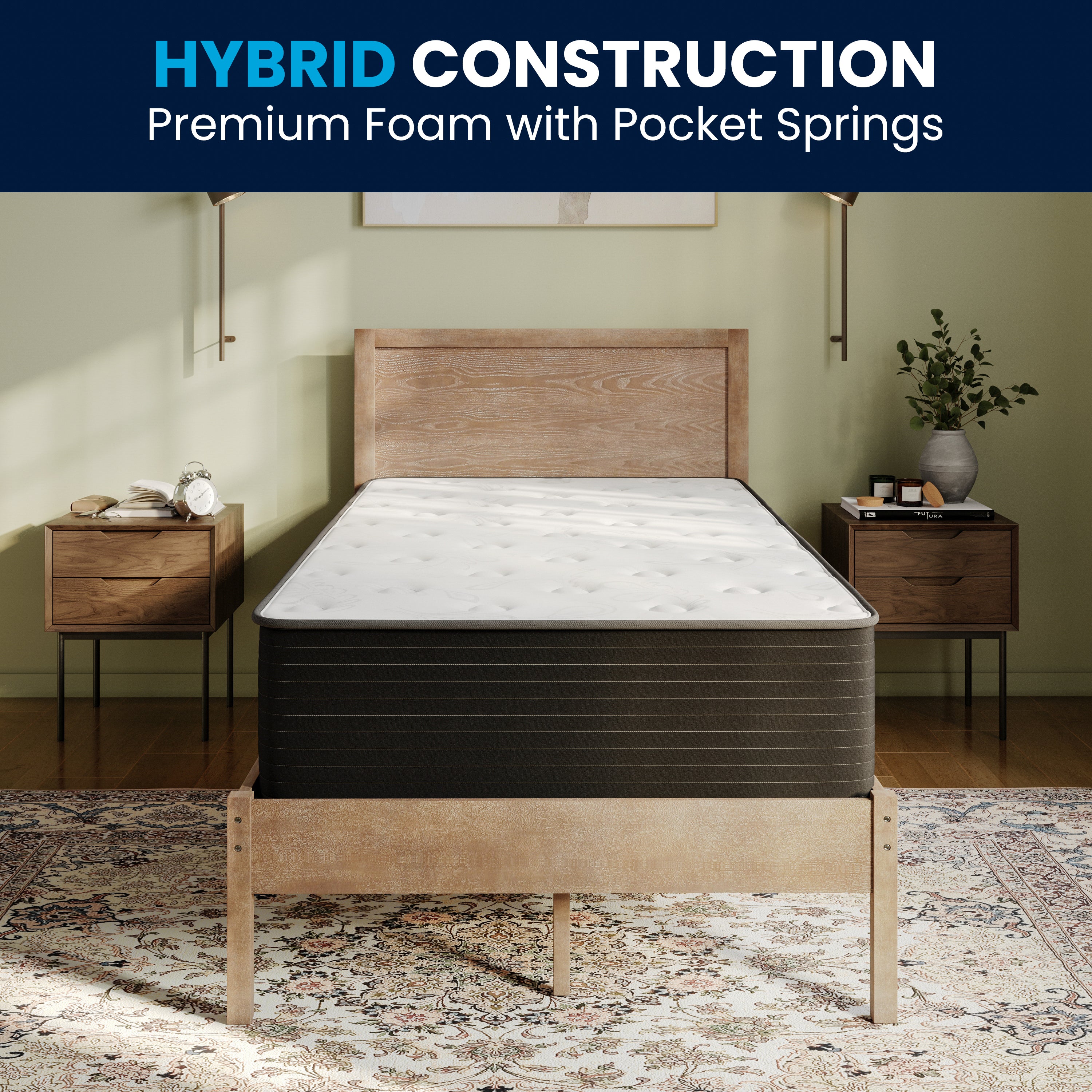 Dream Cooling Gel 12 Inch CertiPUR-US Certified Foam and Pocket Spring Hybrid Mattress, Twin Mattress in a Box