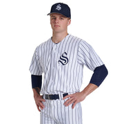Pro-Style Warp Knit Jersey - White Navy Pin - Adult - Extra-Large
