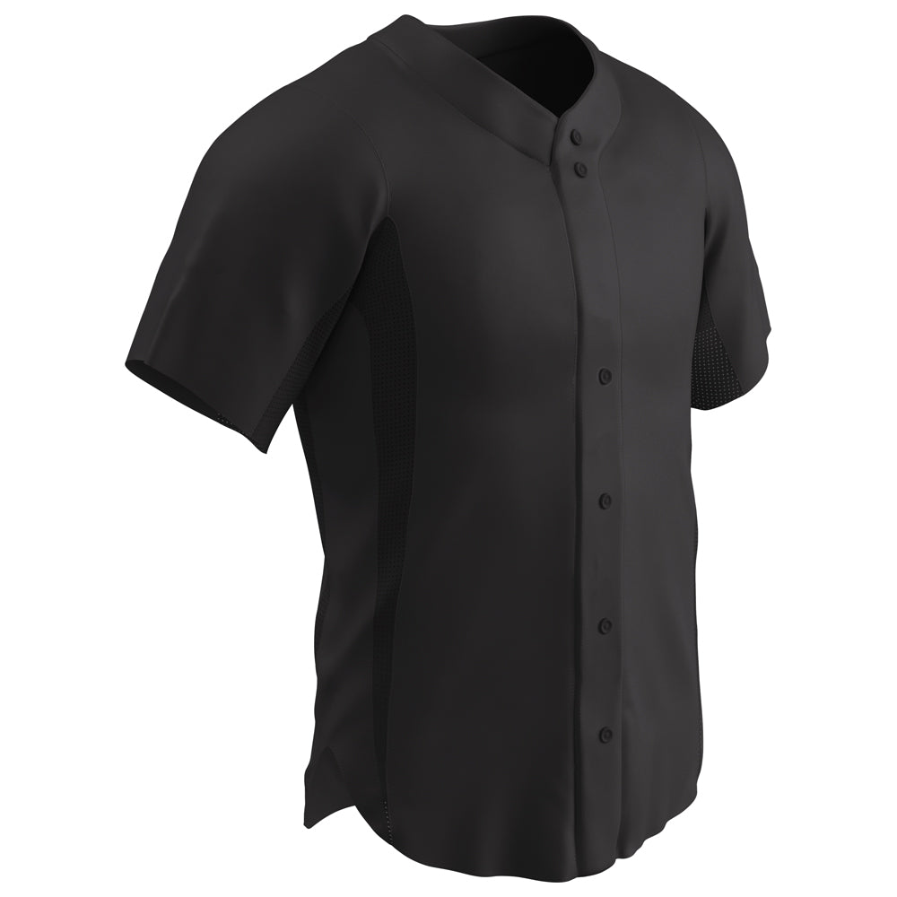 RELIEVER Full Button Baseball Jersey - Black - Adult - Extra-Large