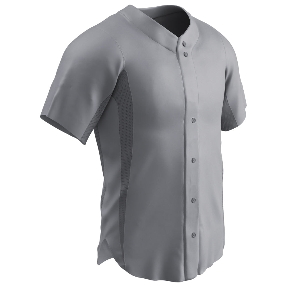 RELIEVER Full Button Baseball Jersey - Grey - Adult - Small