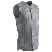 Pro-Style Sleeveless Warp Knit Jersey - Grey Black Pin - Youth - Medium