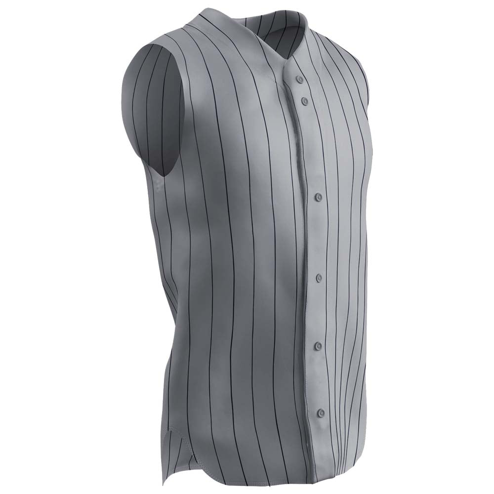 Pro-Style Sleeveless Warp Knit Jersey - Grey Navy Pin - Youth - Small