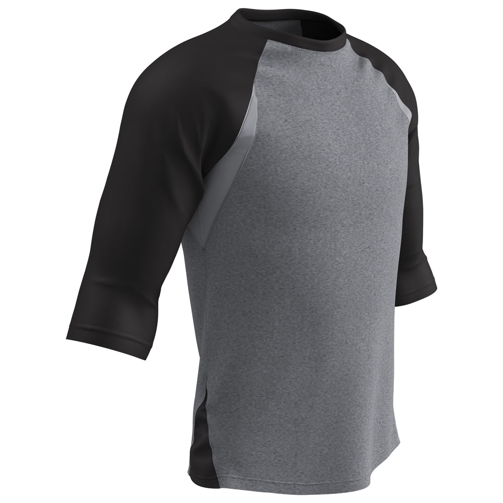 EXTRA INNINGS 3/4 Sleeve Baseball Shirt - Grey Black Sleeve - Youth - Extra-Large