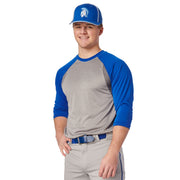 EXTRA INNINGS 3/4 Sleeve Baseball Shirt - Grey Scarlet Sleeve - Youth - Medium