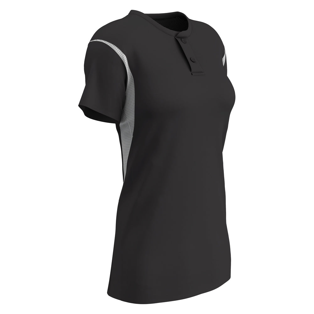 Legacy 2-Button Softball Jersey - Black White - Girls - Small