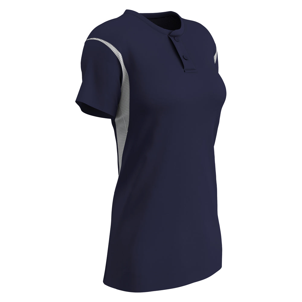 Legacy 2-Button Softball Jersey - Navy White - Girls - Large