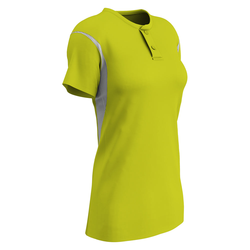 Legacy 2-Button Softball Jersey - Optic Yellow White - Womens - XXLarge