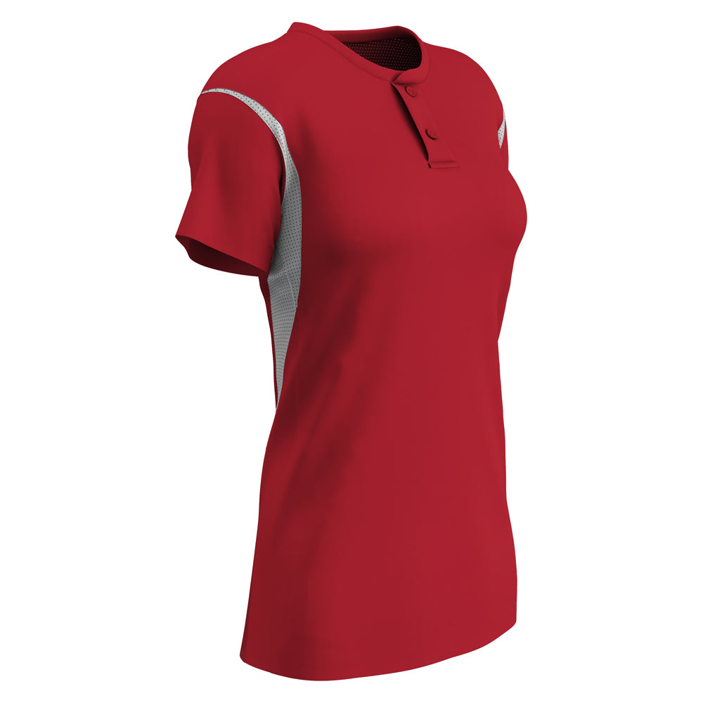 Legacy 2-Button Softball Jersey - Scarlet White - Womens - XXLarge