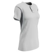 Legacy 2-Button Softball Jersey - White Grey - Girls - Large
